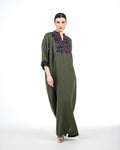 Layan – Embroidered Colorblock Linen Kaftan