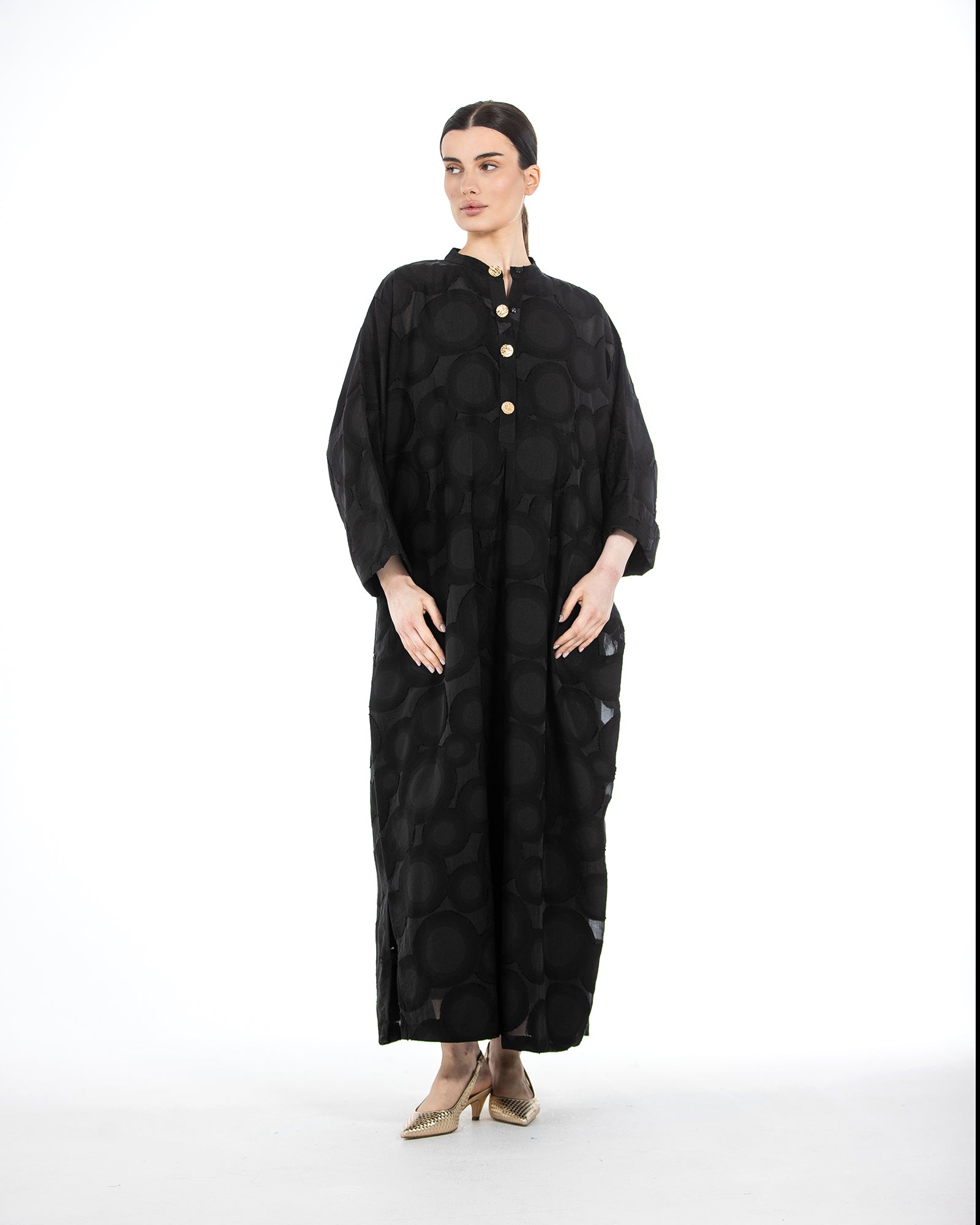 Manal – Buttoned Viscose Kaftan Dress