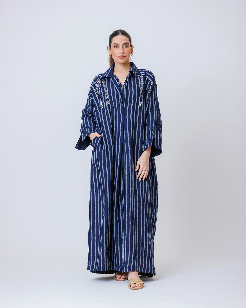 Hind – Striped Cotton Linen Kaftan