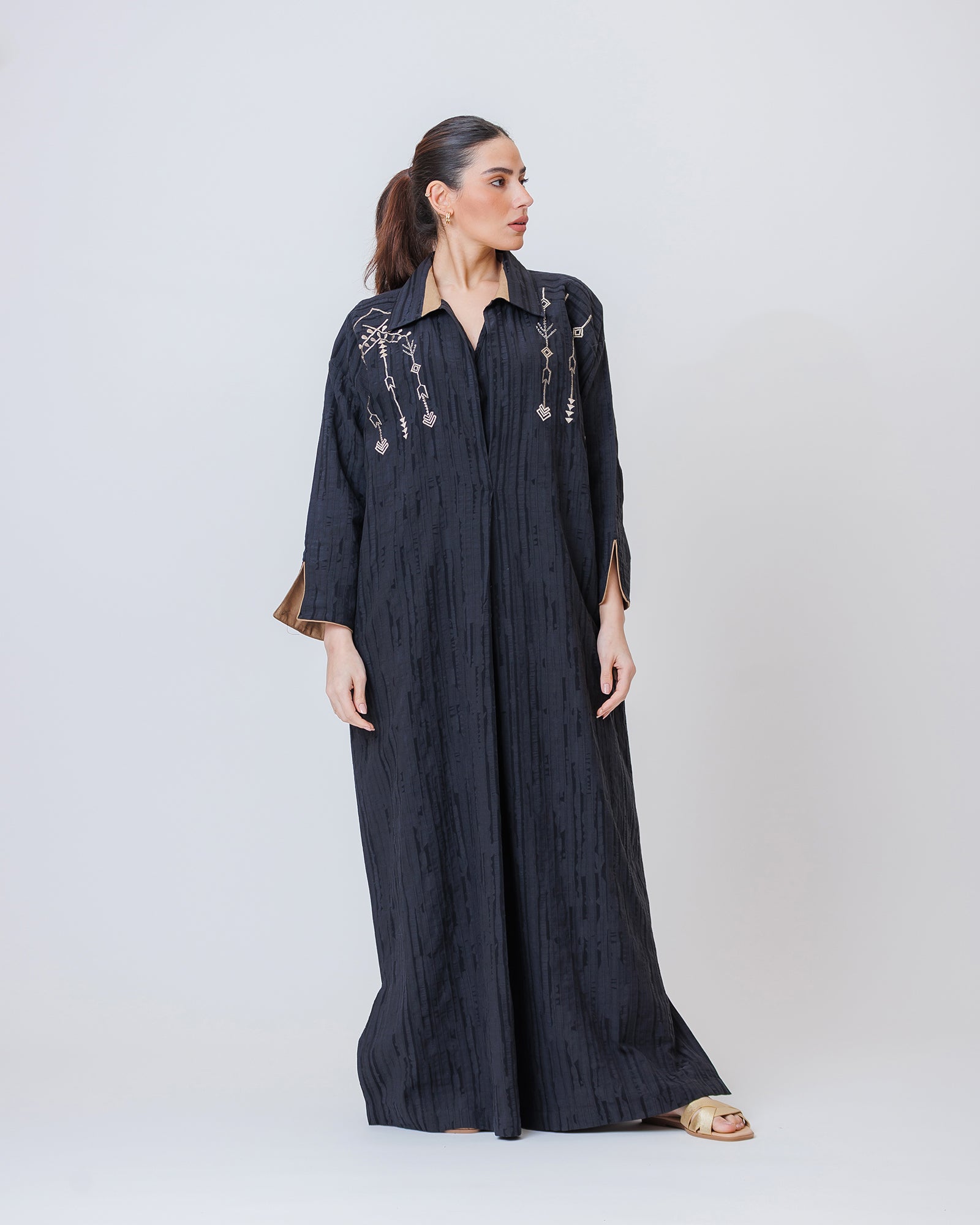 Hind – Striped Cotton Linen Kaftan