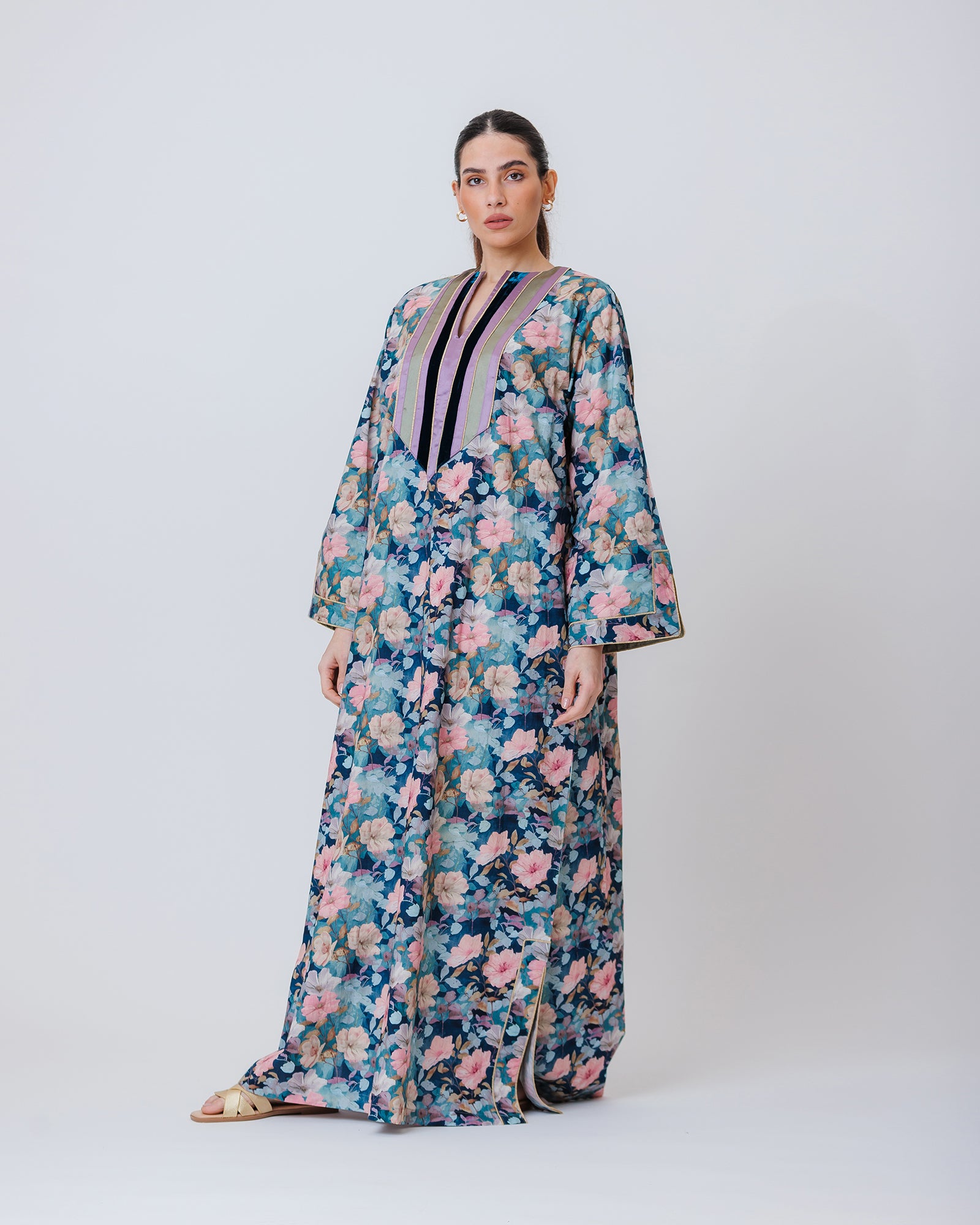 Thuraya – Printed Cotton Straight-Cut Jalabiya Dress
