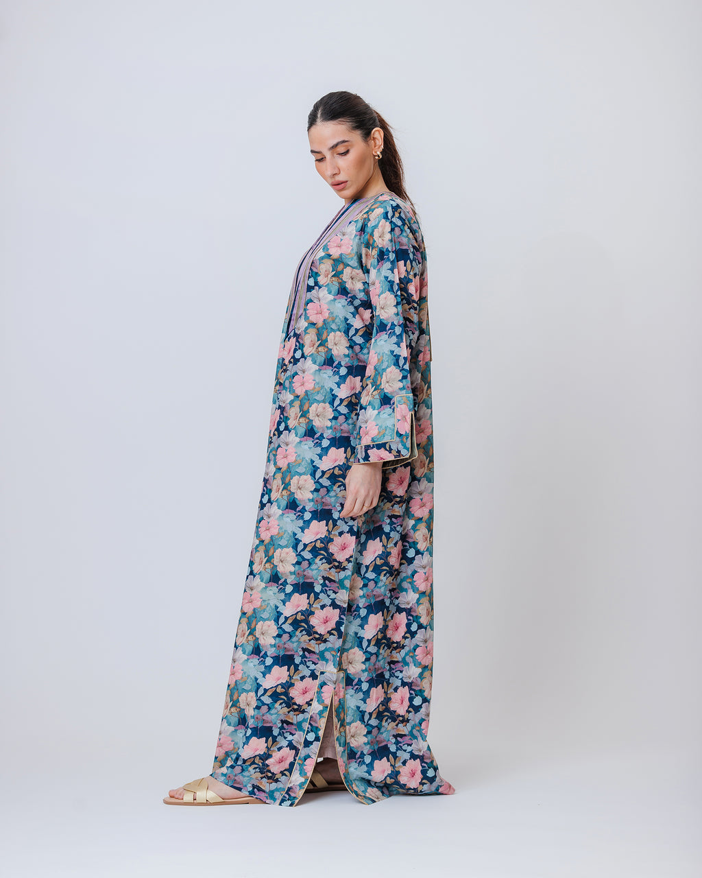 Thuraya – Printed Cotton Straight-Cut Jalabiya Dress