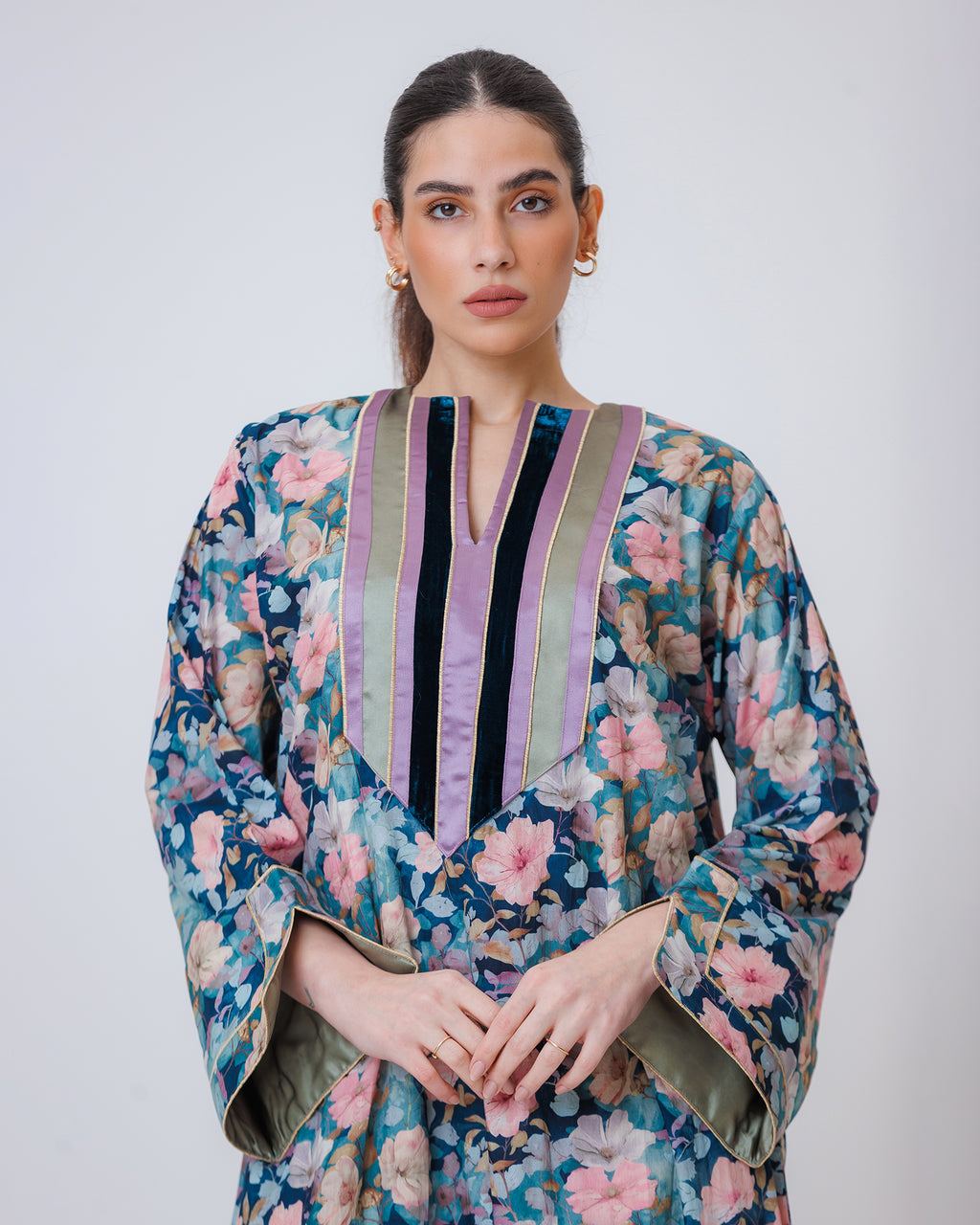 Thuraya – Printed Cotton Straight-Cut Jalabiya Dress