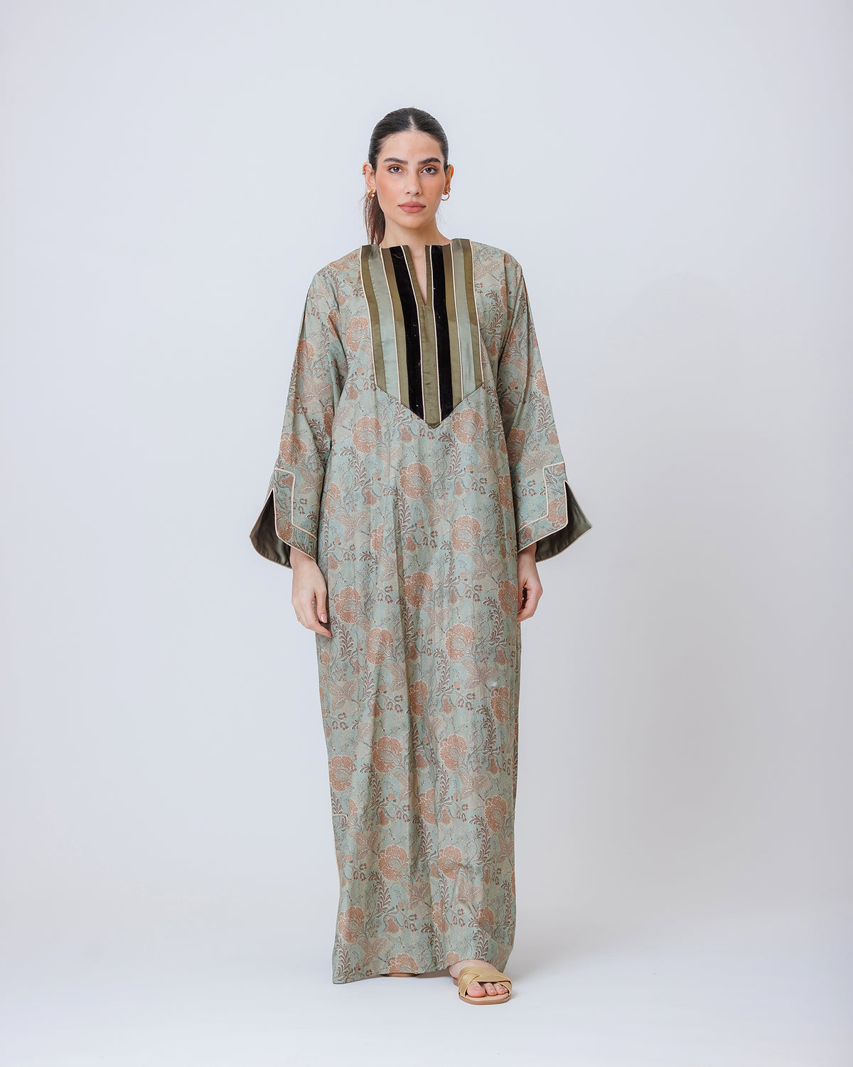 Thuraya – Printed Cotton Straight-Cut Jalabiya Dress