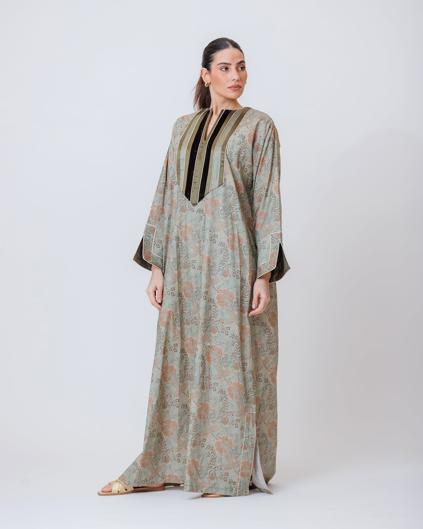 Thuraya – Printed Cotton Straight-Cut Jalabiya Dress