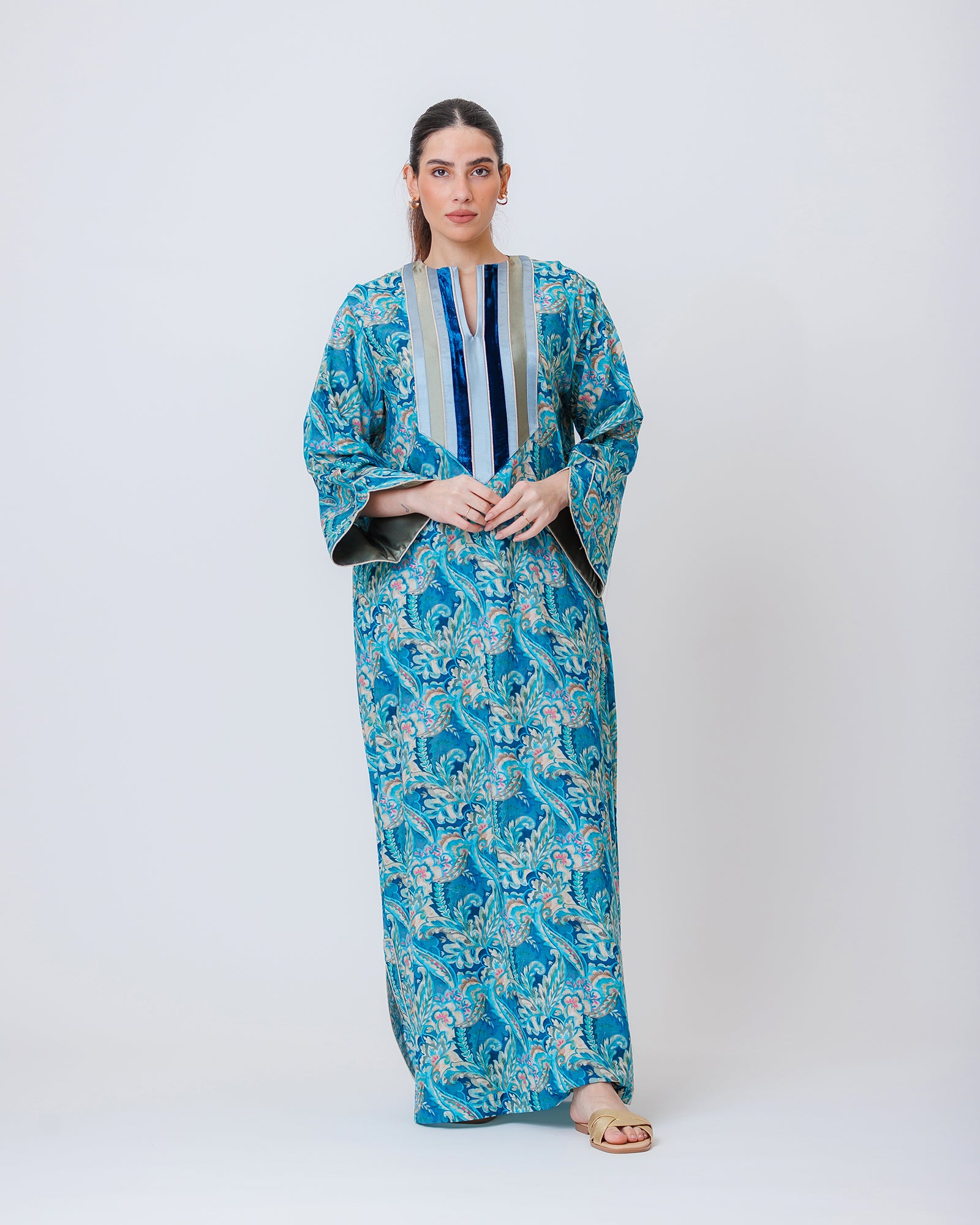 Thuraya – Printed Cotton Straight-Cut Jalabiya Dress