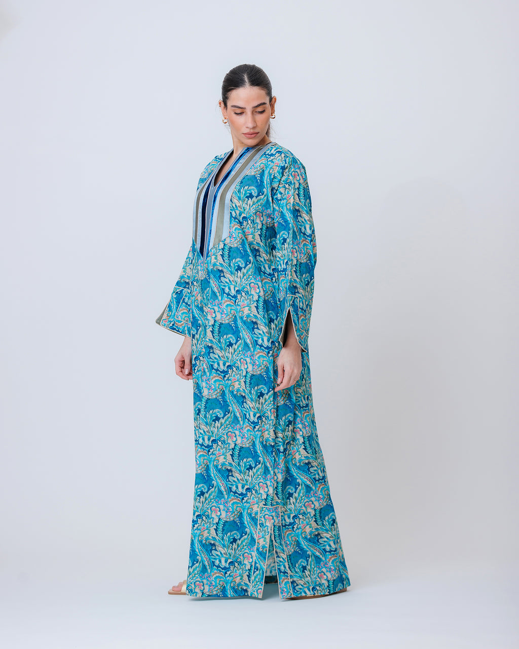 Thuraya – Printed Cotton Straight-Cut Jalabiya Dress