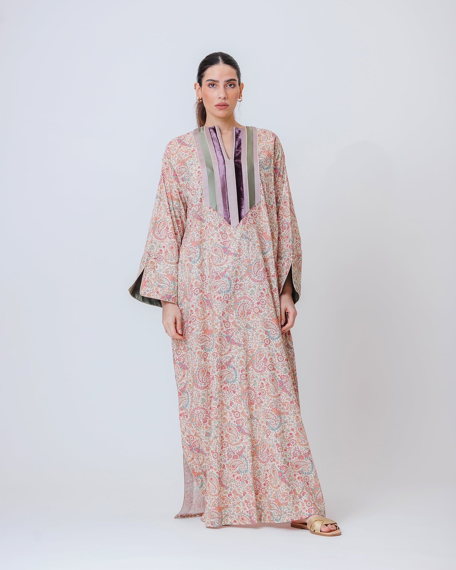 Thuraya – Printed Cotton Straight-Cut Jalabiya Dress