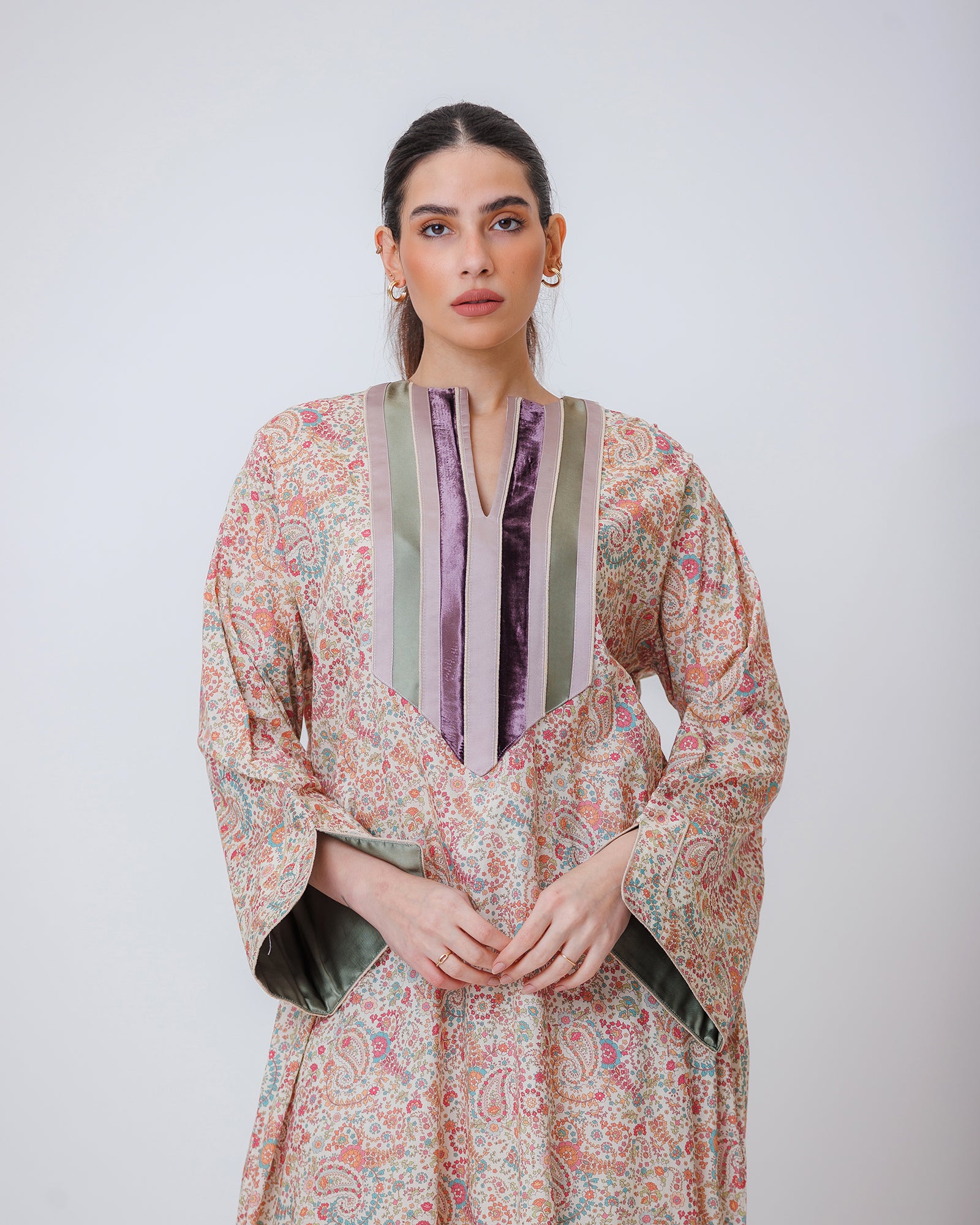 Thuraya – Printed Cotton Straight-Cut Jalabiya Dress