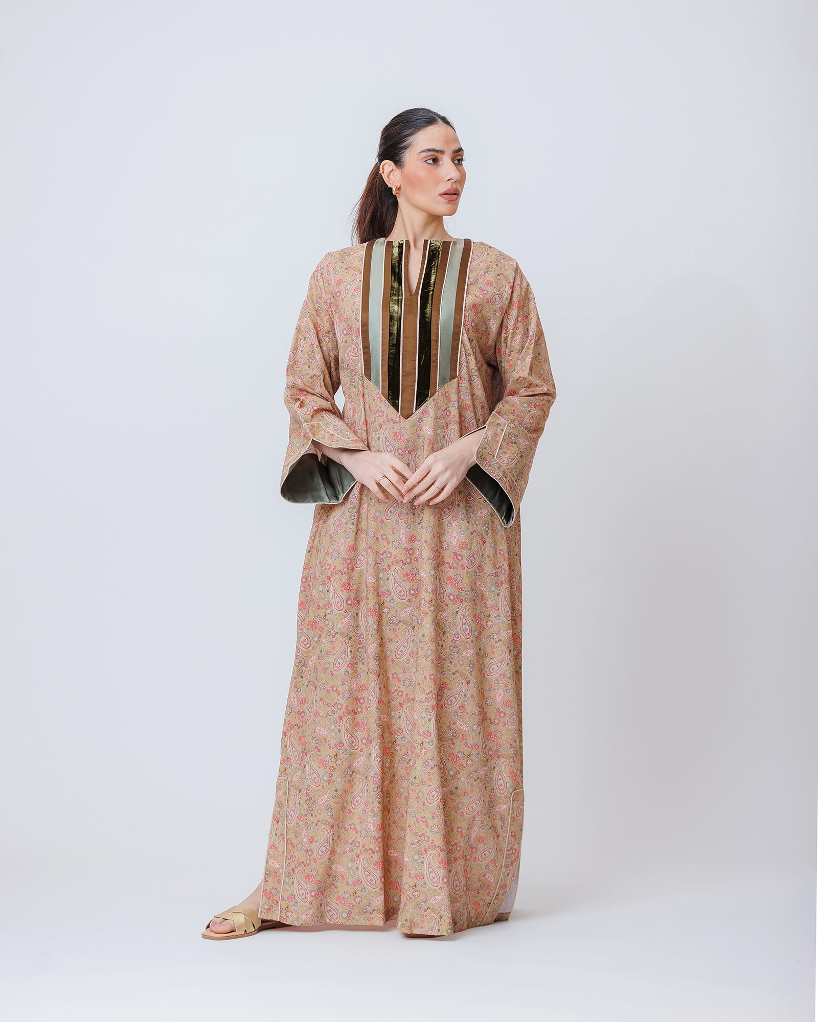 Thuraya – Printed Cotton Straight-Cut Jalabiya Dress