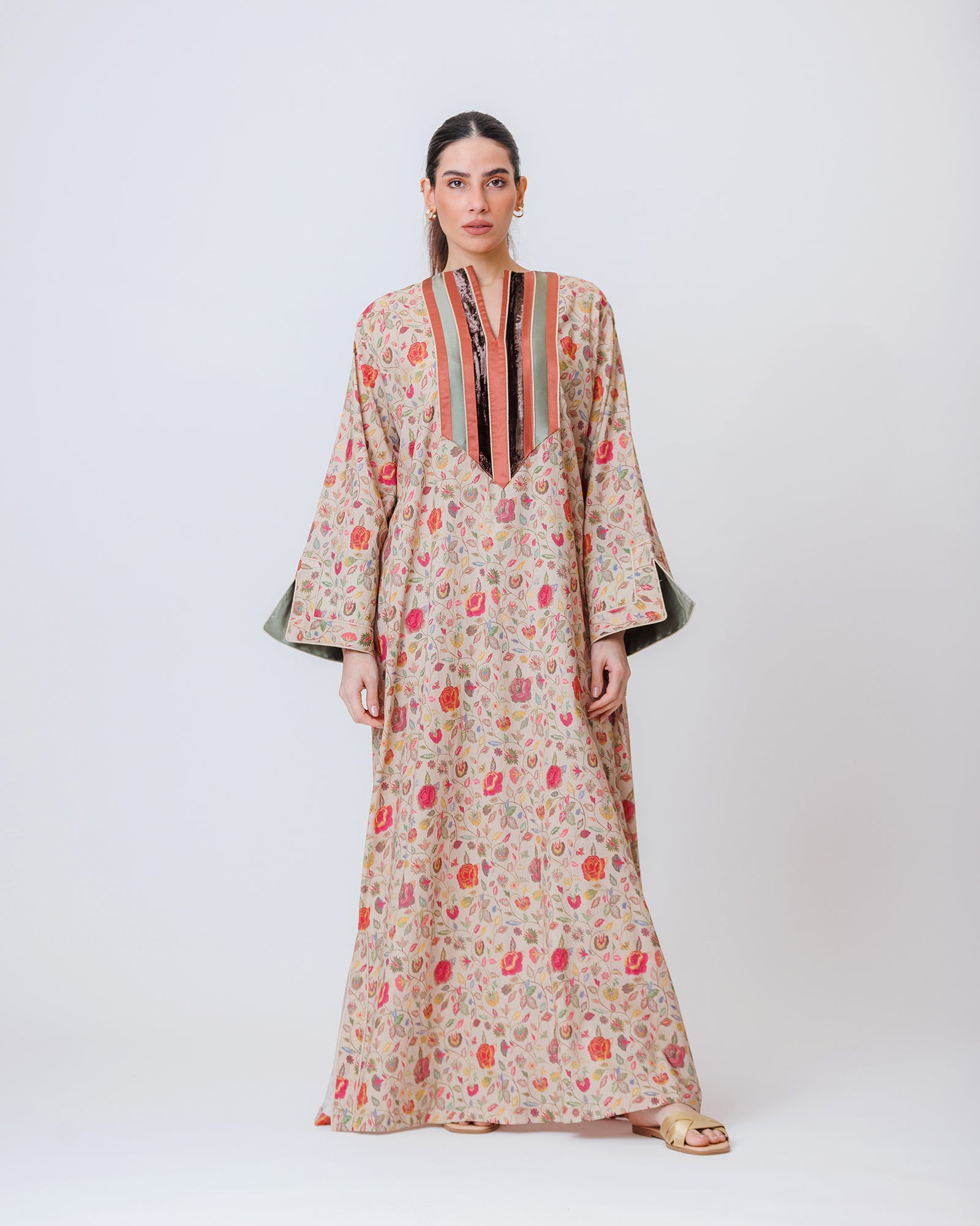 Thuraya – Printed Cotton Straight-Cut Jalabiya Dress