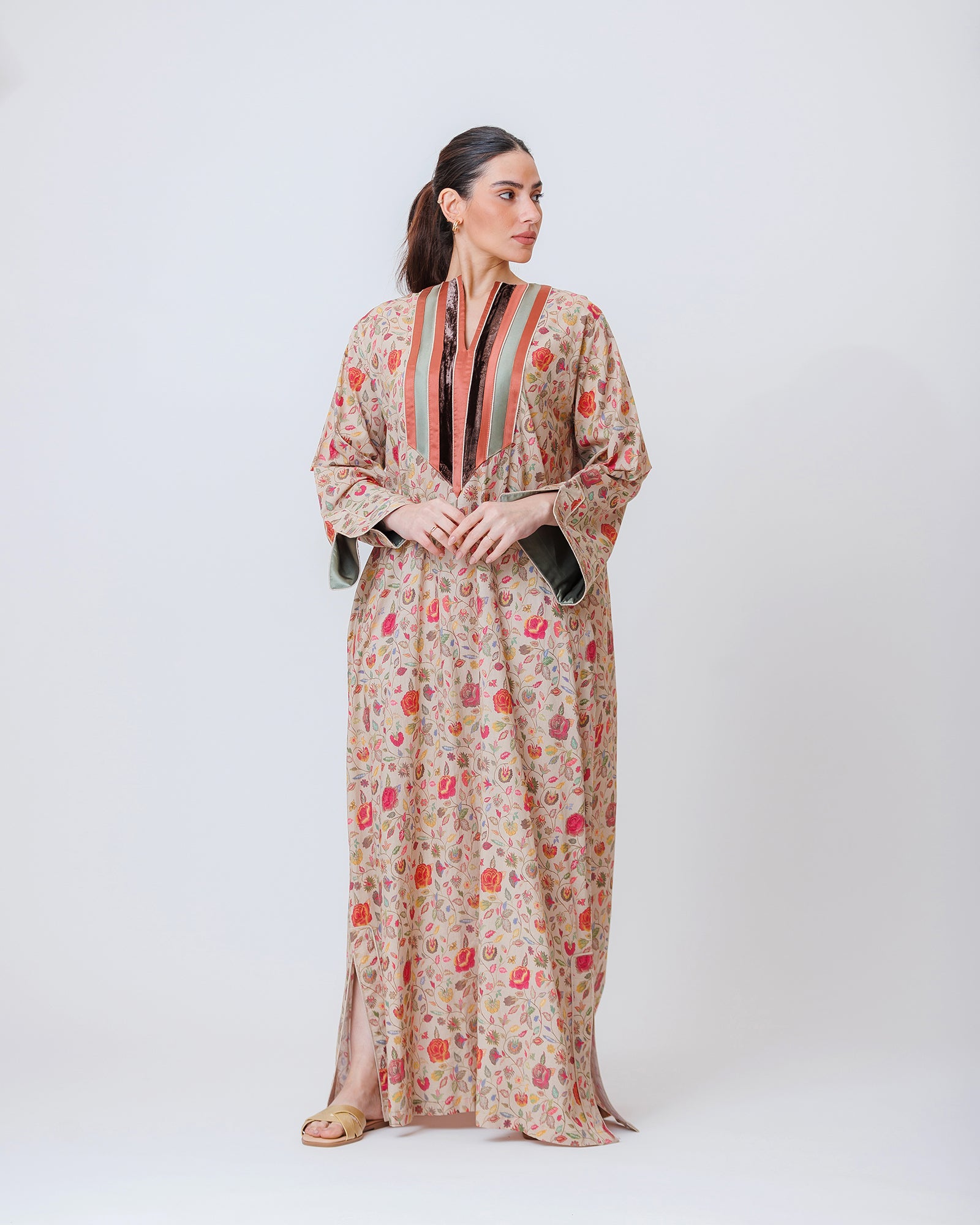 Thuraya – Printed Cotton Straight-Cut Jalabiya Dress