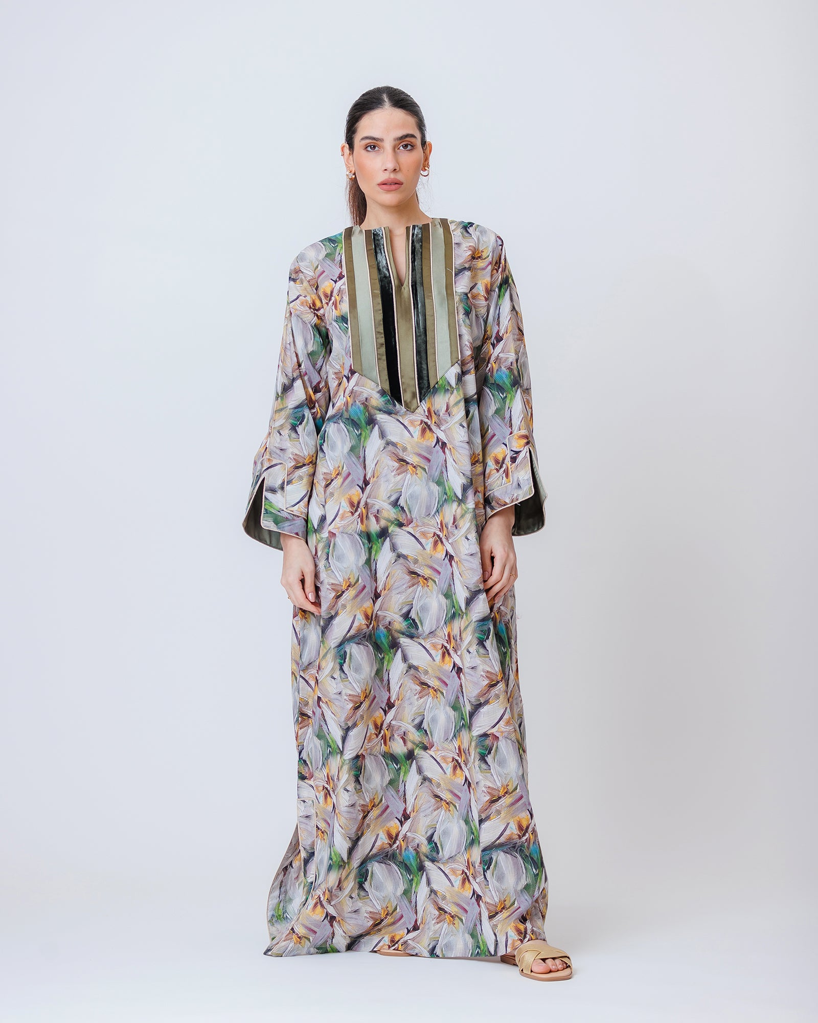 Thuraya – Printed Cotton Straight-Cut Jalabiya Dress