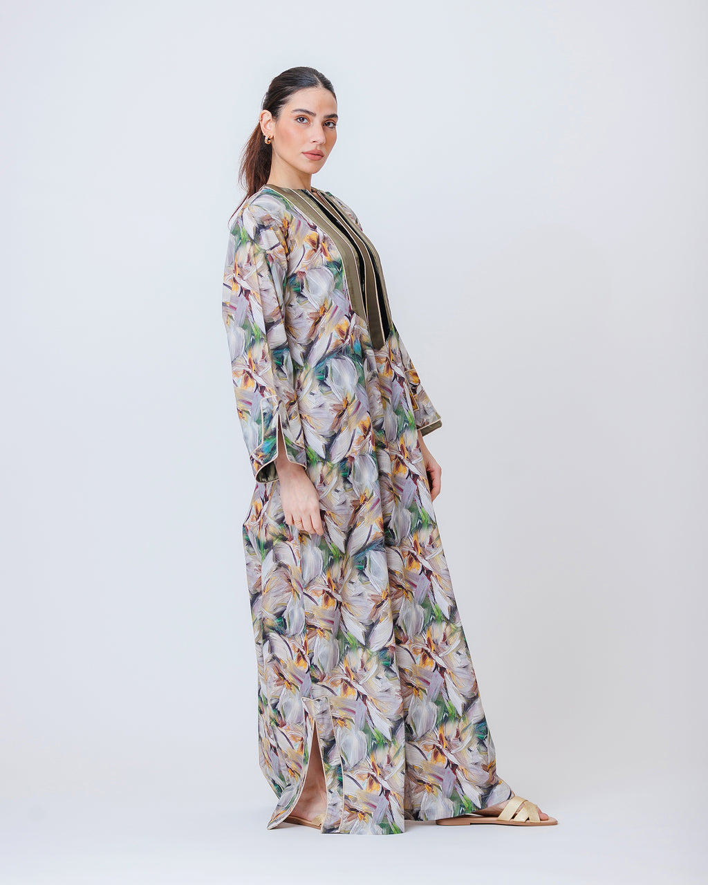 Thuraya – Printed Cotton Straight-Cut Jalabiya Dress