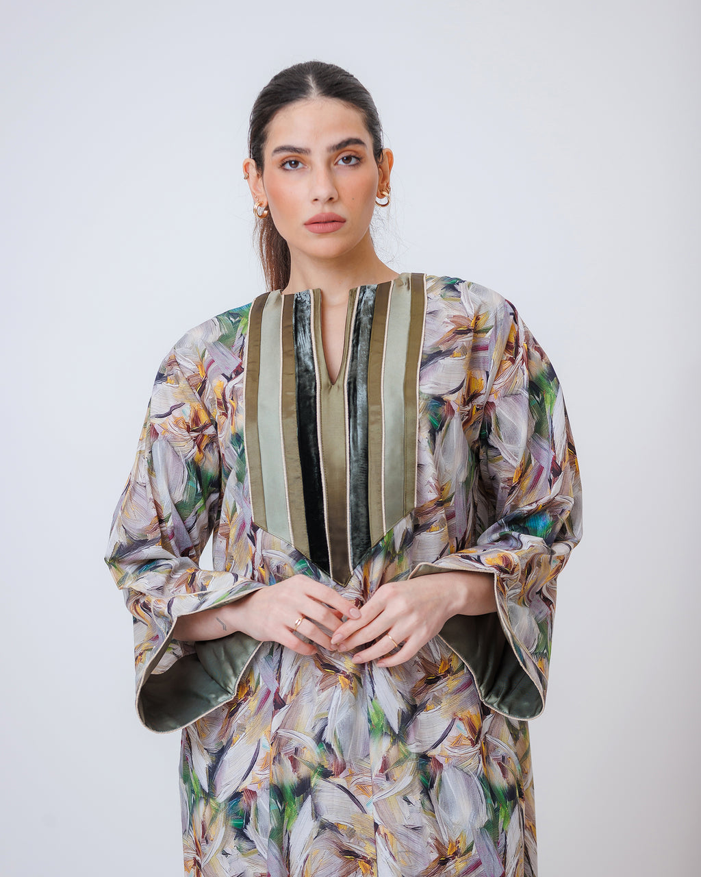 Thuraya – Printed Cotton Straight-Cut Jalabiya Dress