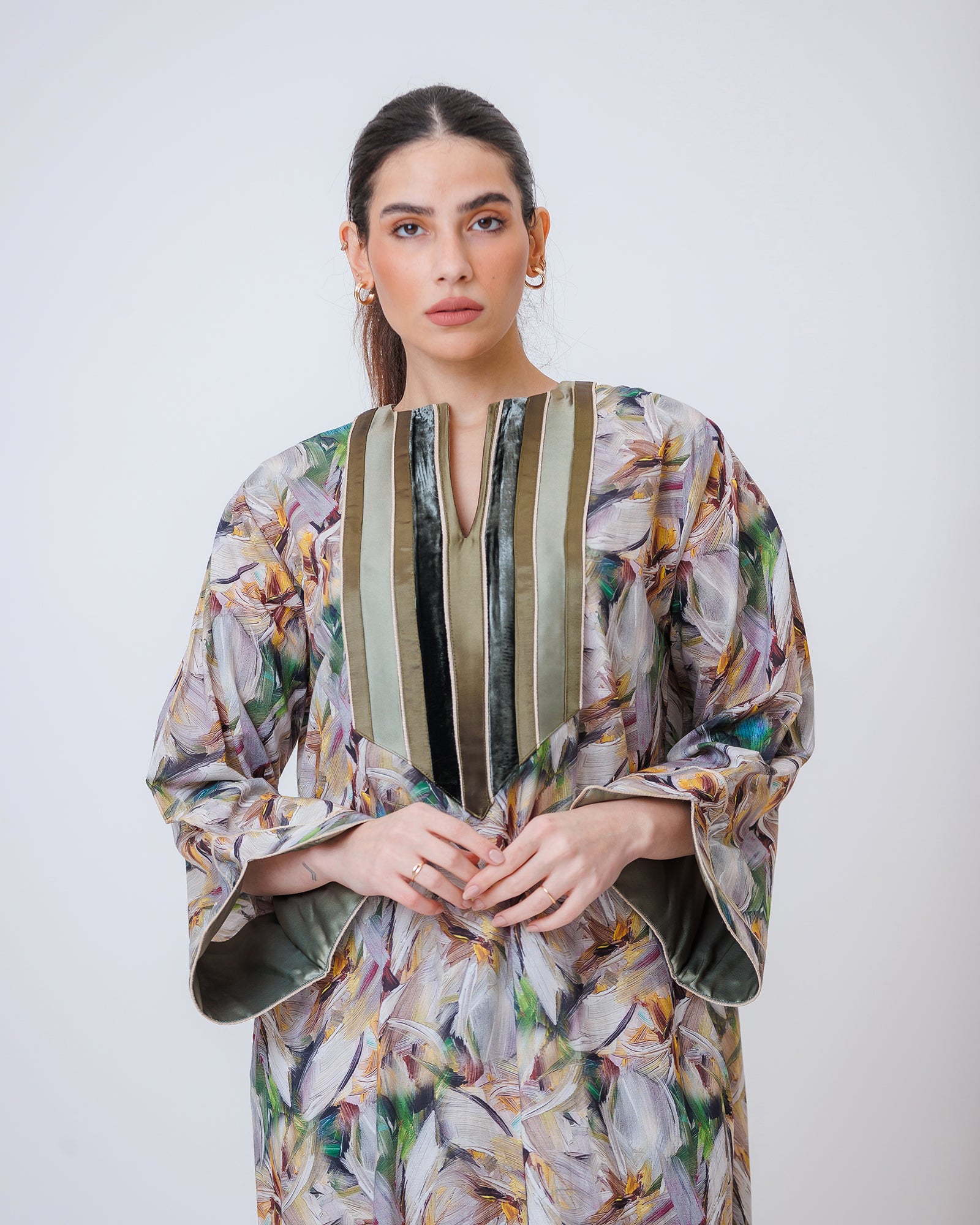 Thuraya – Printed Cotton Straight-Cut Jalabiya Dress