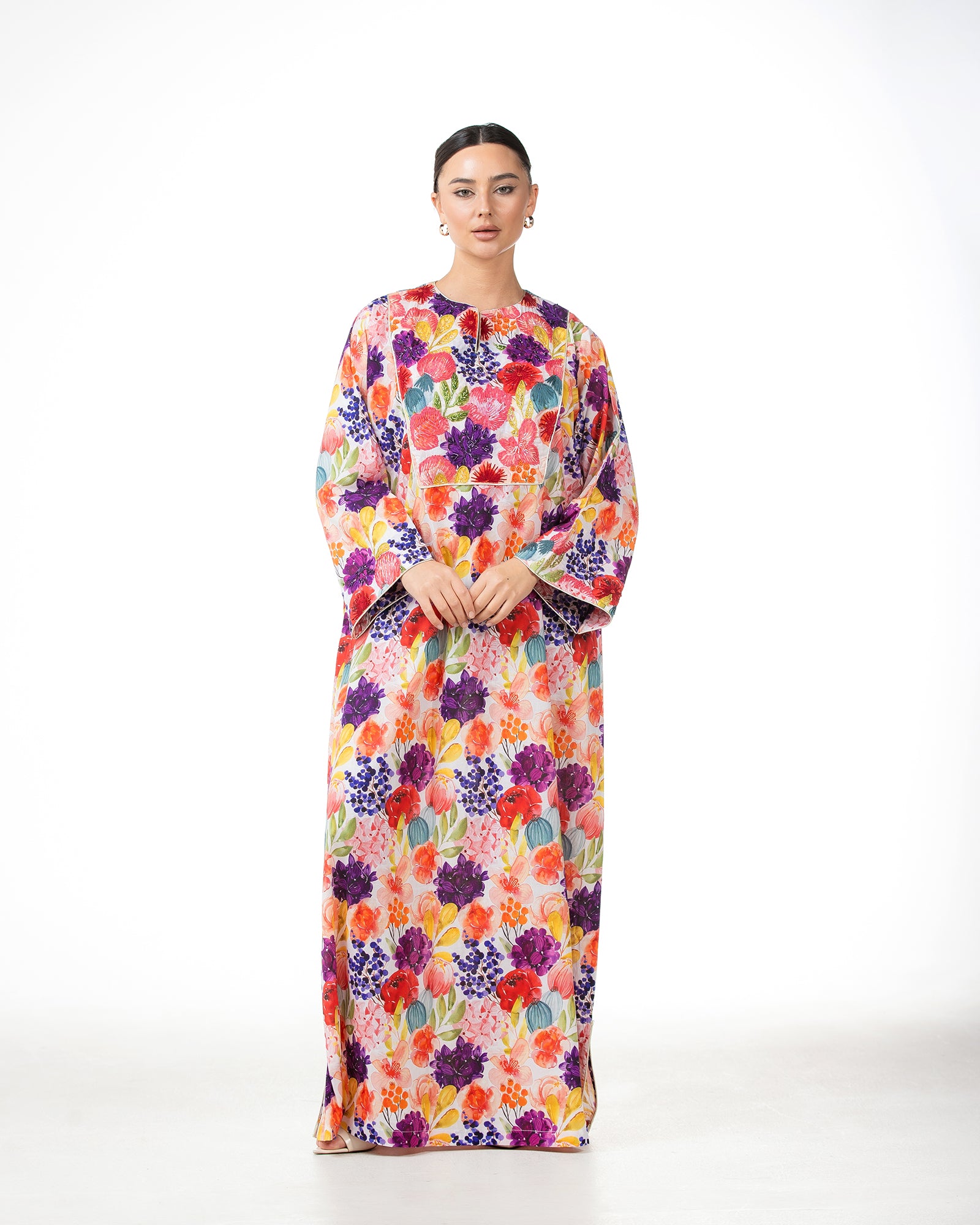 Mashail – Embroidered Cotton Mukhawar Dress
