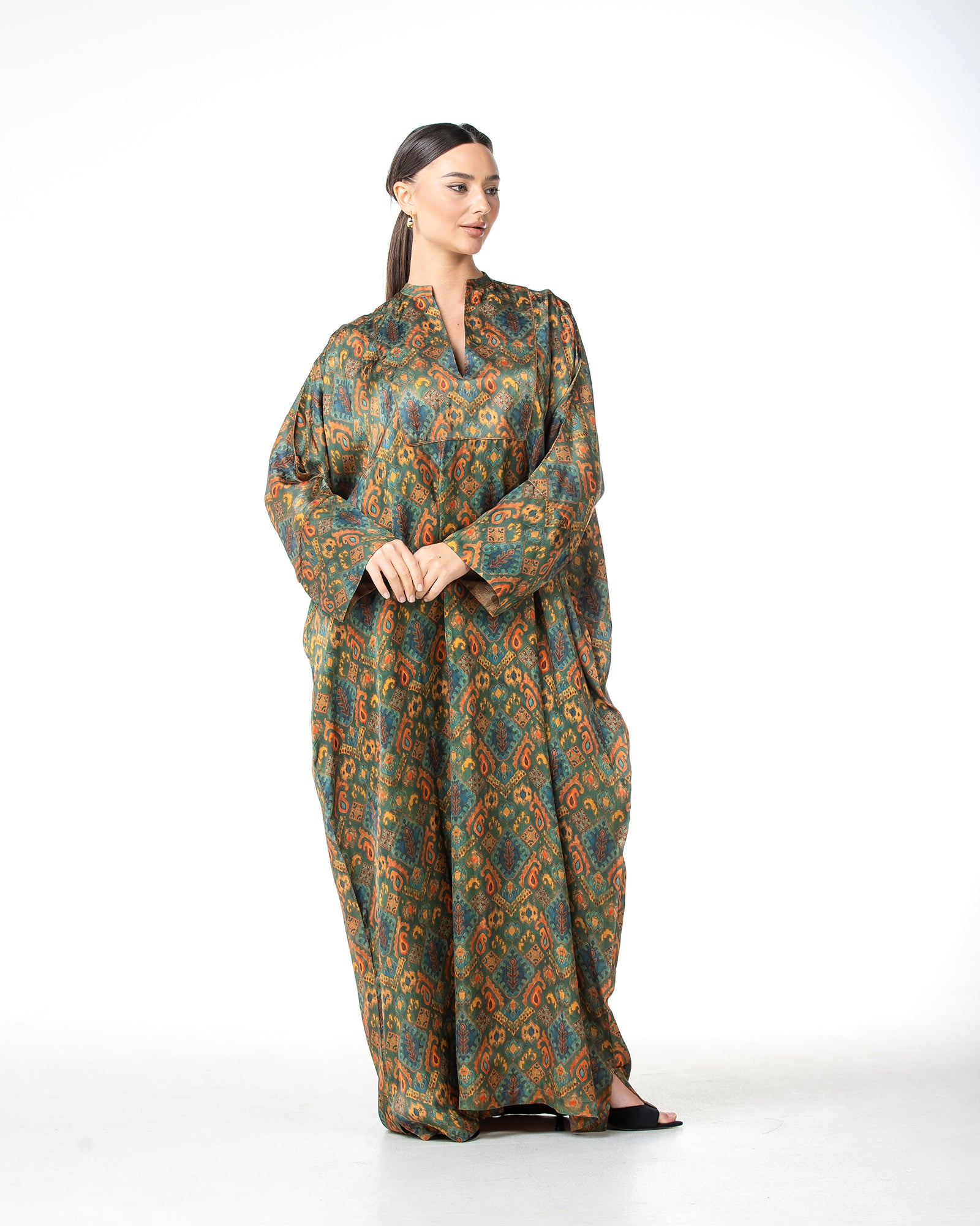 Hasna – Printed Silk Jacquard Jalabiya