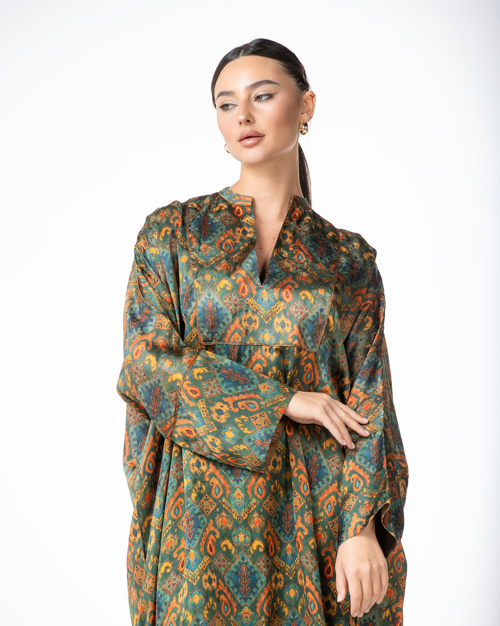 Hasna – Printed Silk Jacquard Jalabiya