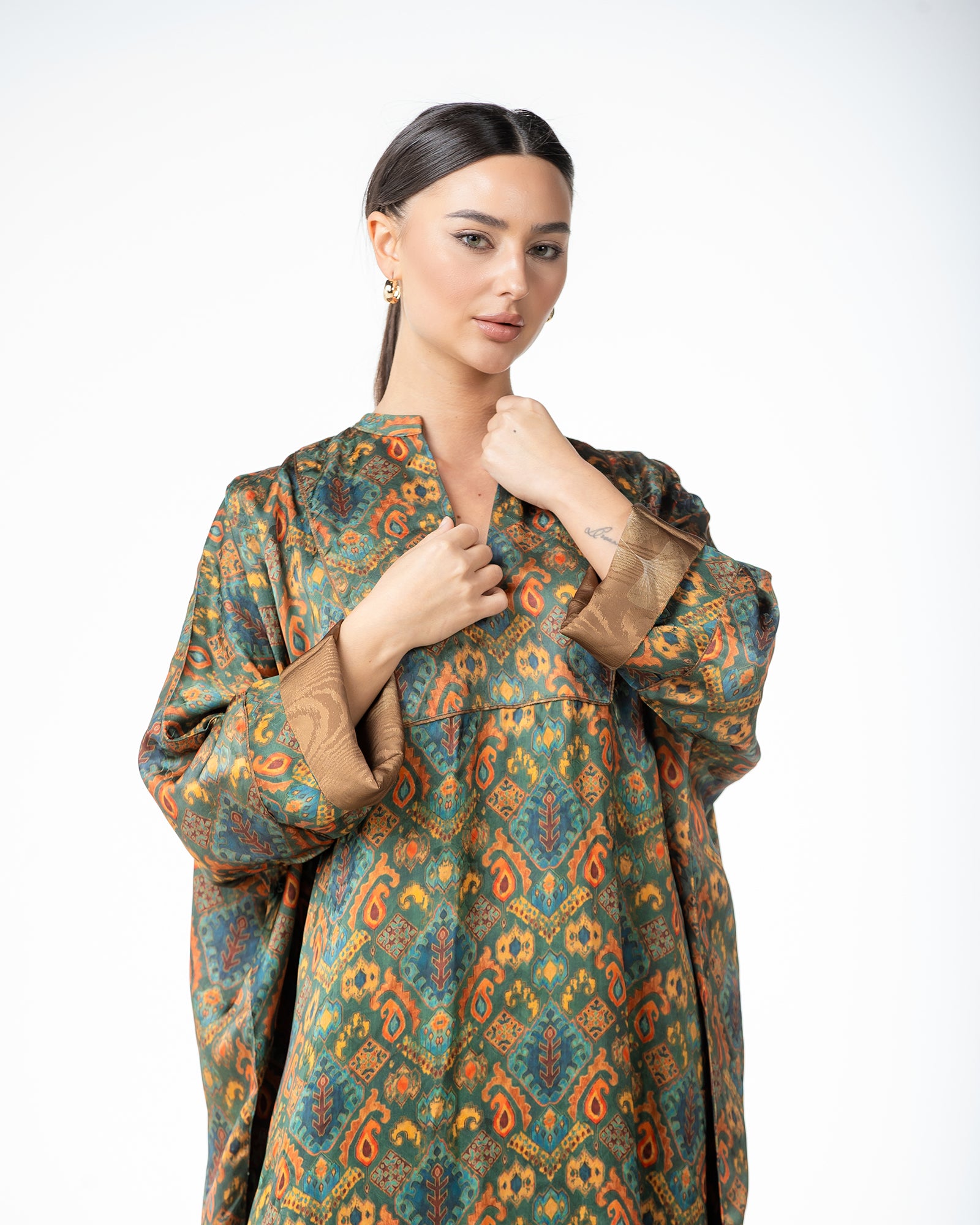 Hasna – Printed Silk Jacquard Jalabiya