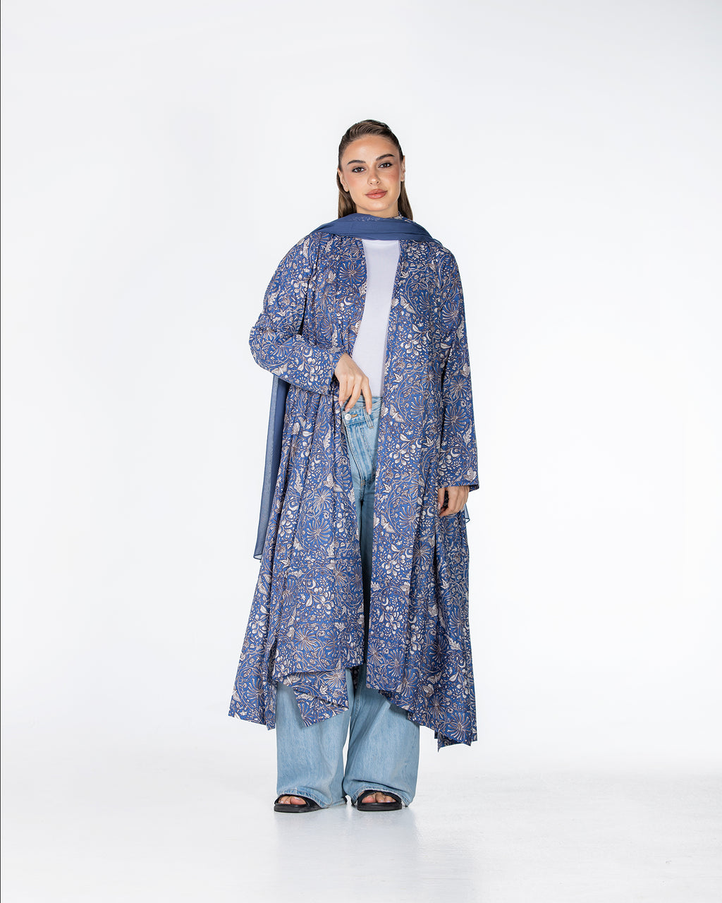 Zeina Print – Cotton Asymmetrical Abaya