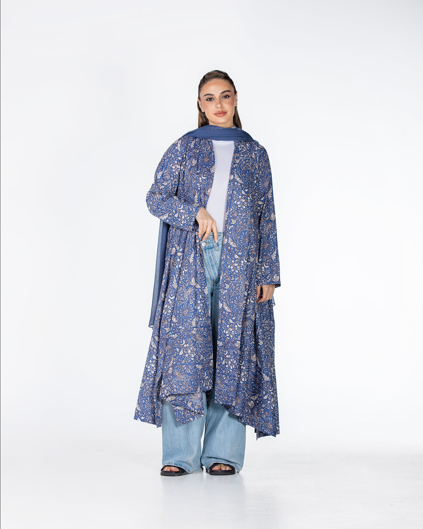 Zeina Print – Cotton Asymmetrical Abaya