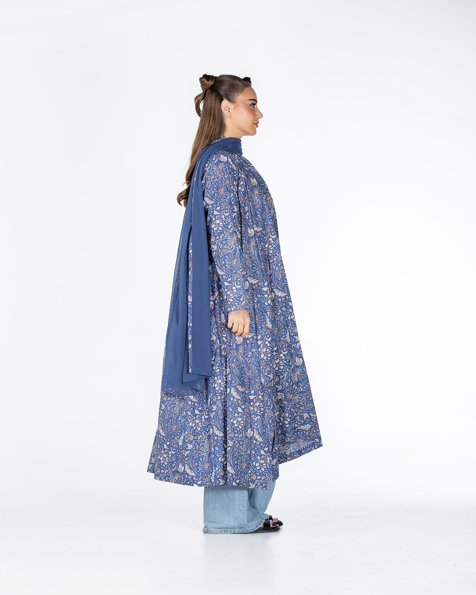 Zeina Print – Cotton Asymmetrical Abaya