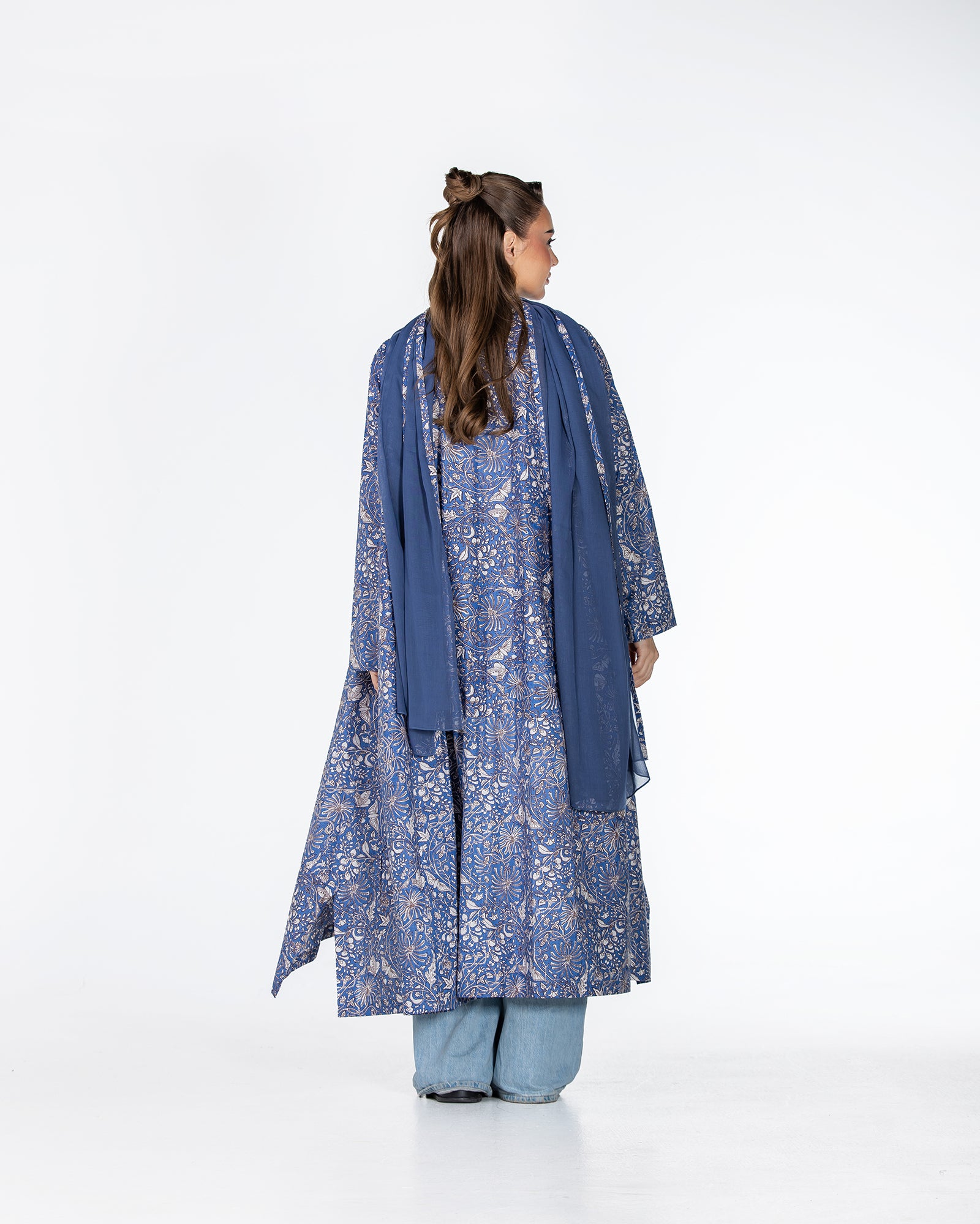 Zeina Print – Cotton Asymmetrical Abaya