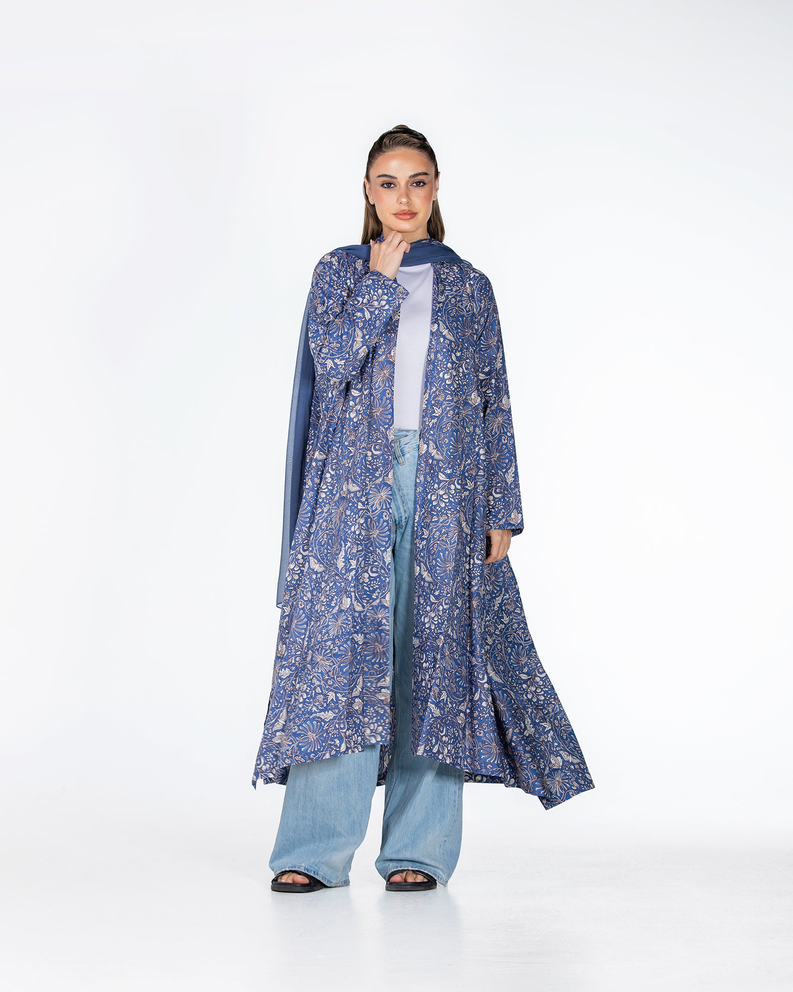 Zeina Print – Cotton Asymmetrical Abaya
