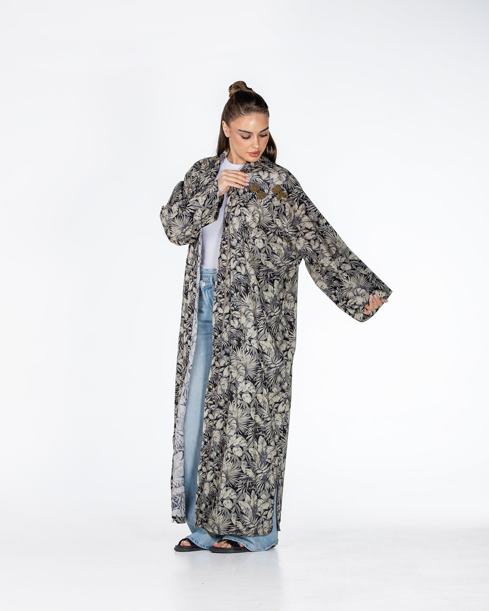 Silver 2.0 – Printed Cotton Kaftan Abaya