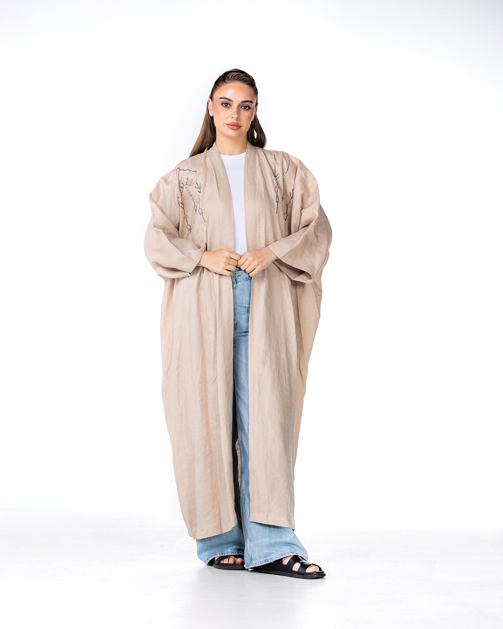 Antalya - Linen Kaftan with Embroidery