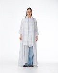 Almond – Striped Cotton Bisht Abaya