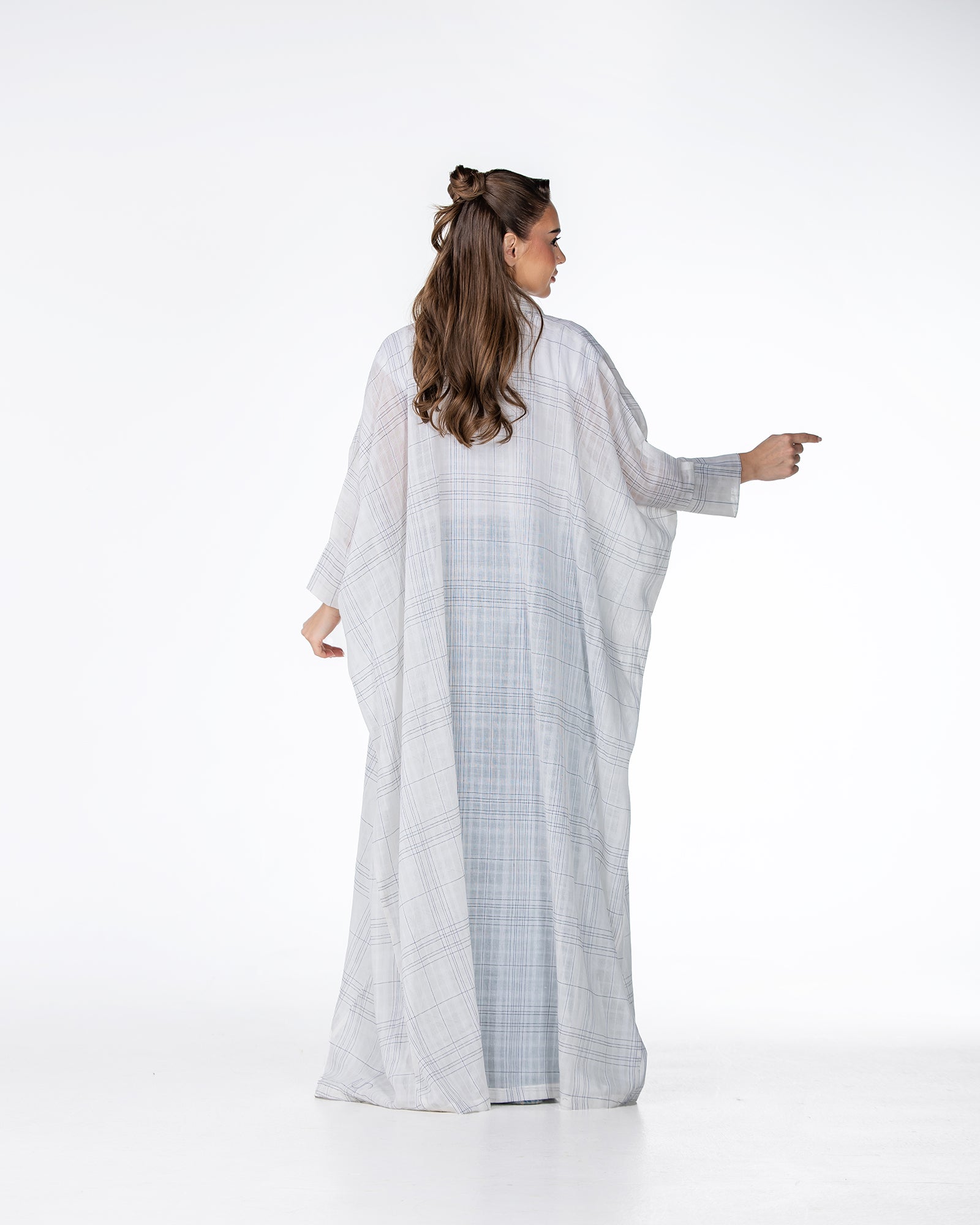 Almond – Striped Cotton Bisht Abaya