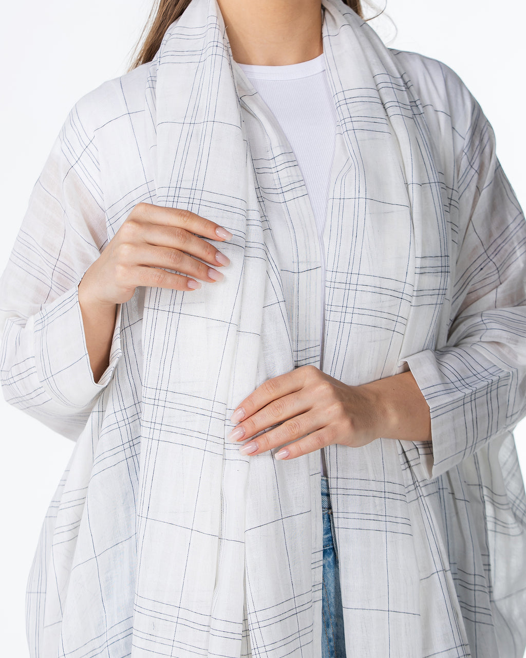 Almond – Striped Cotton Bisht Abaya