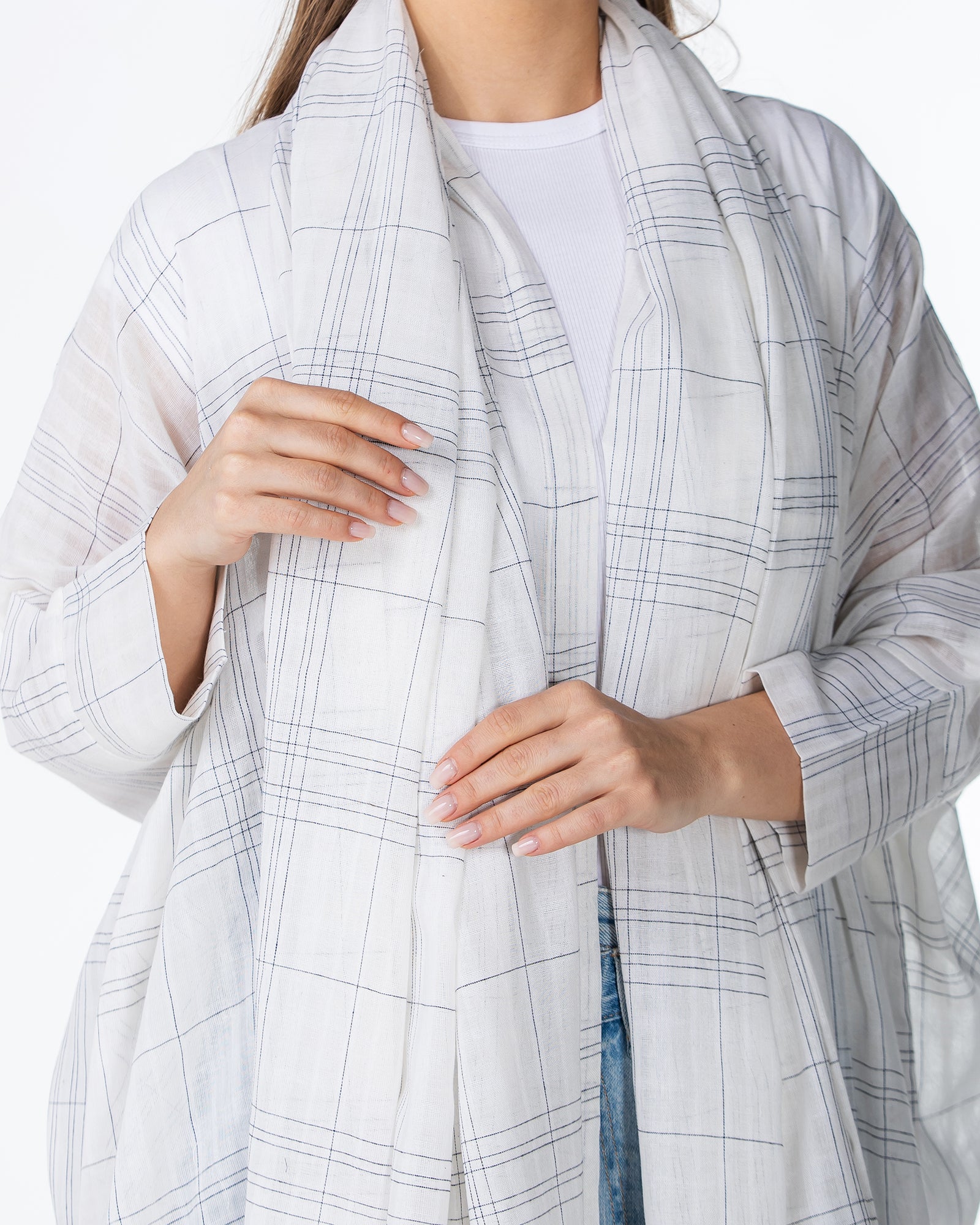 Almond – Striped Cotton Bisht Abaya