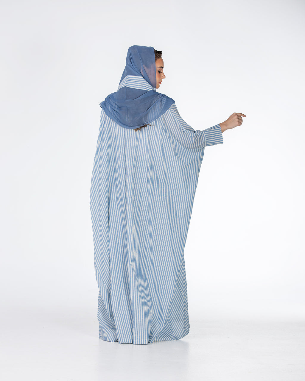 Almond – Striped Cotton Bisht Abaya