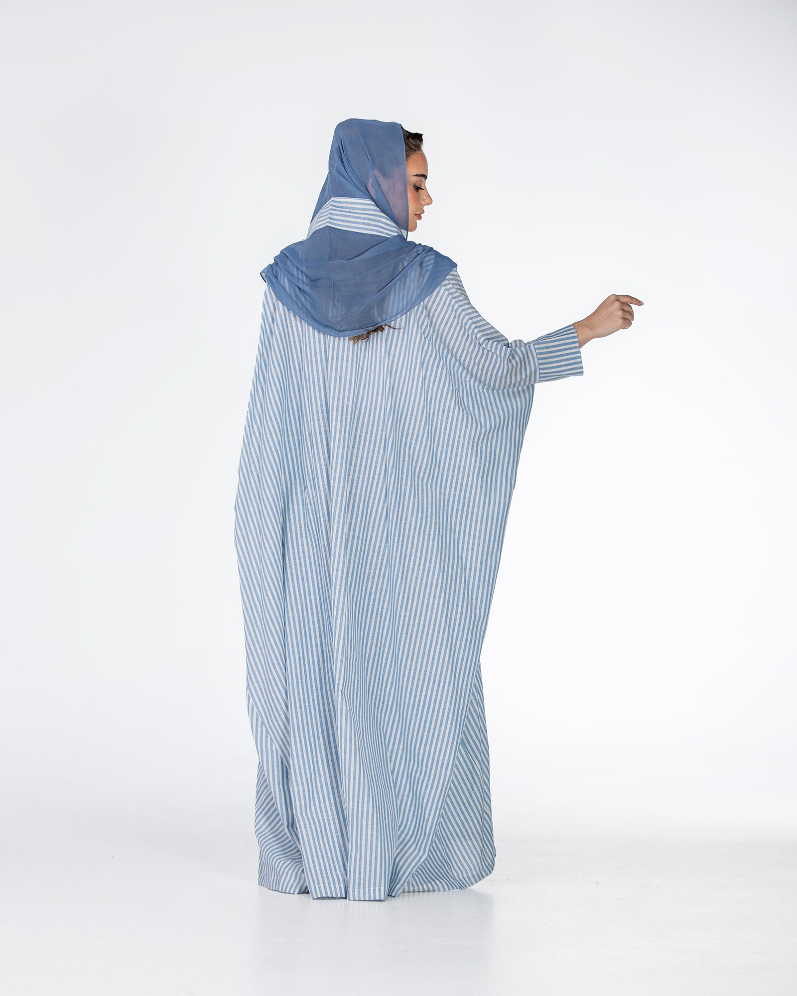Almond – Striped Cotton Bisht Abaya