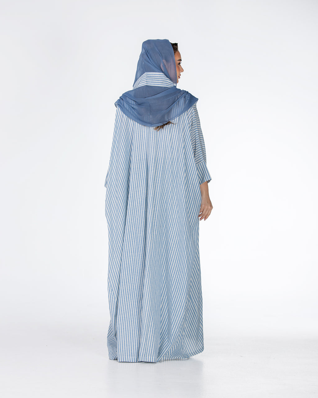 Almond – Striped Cotton Bisht Abaya