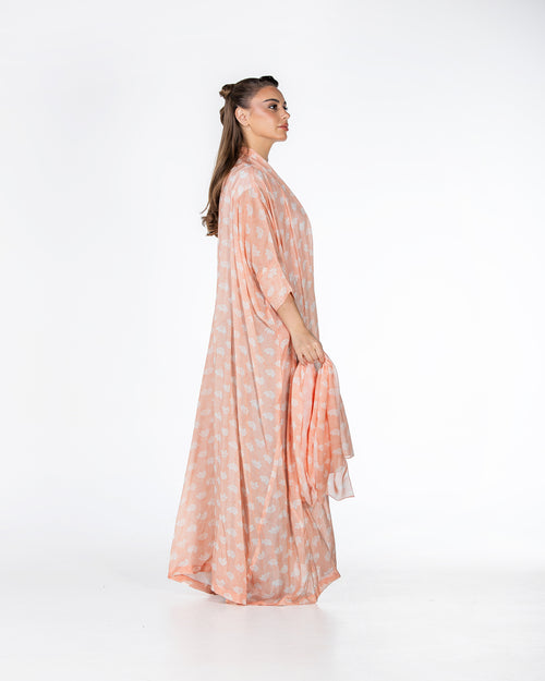 Almond – Floral Cotton Bisht Abaya