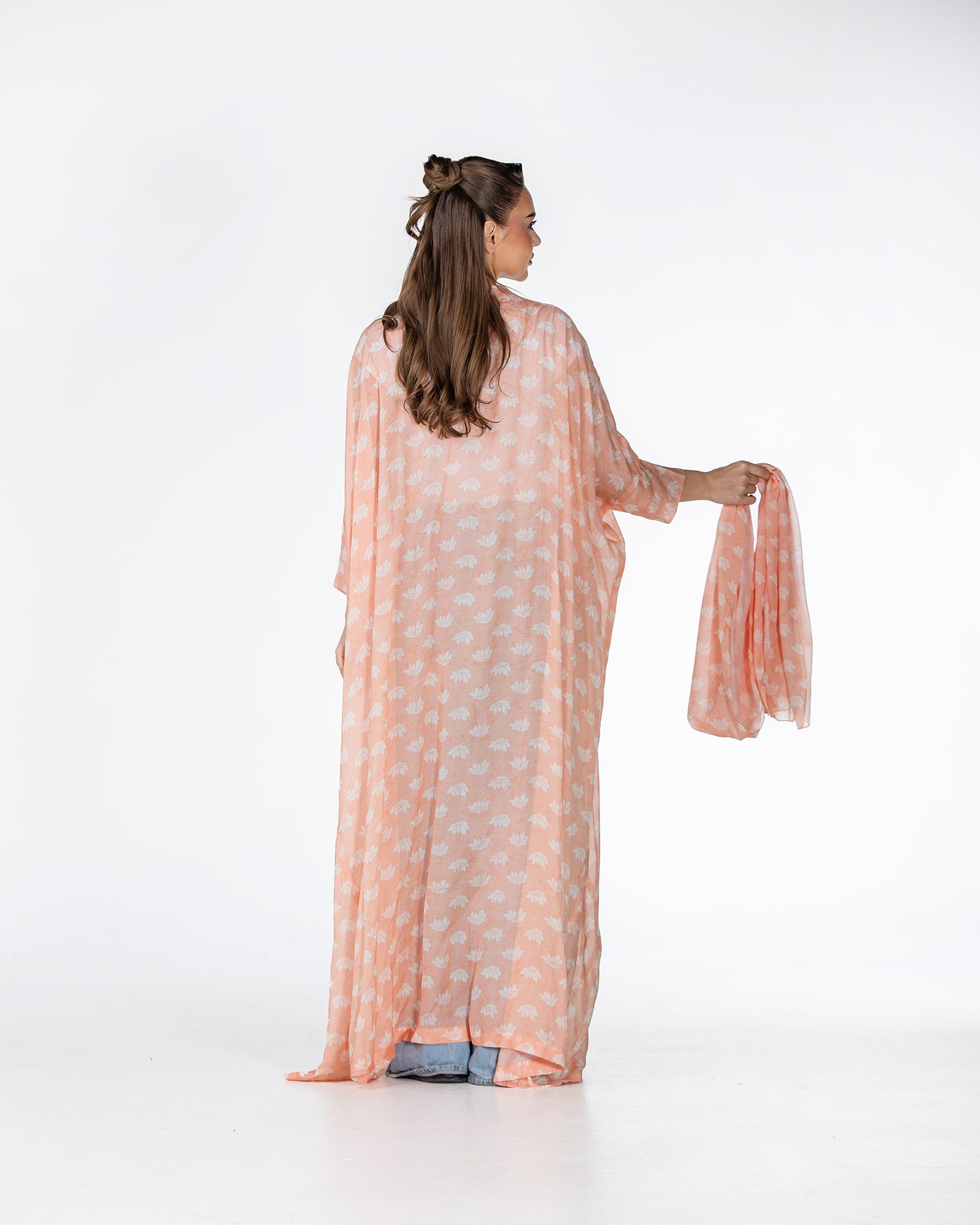 Almond – Floral Cotton Bisht Abaya