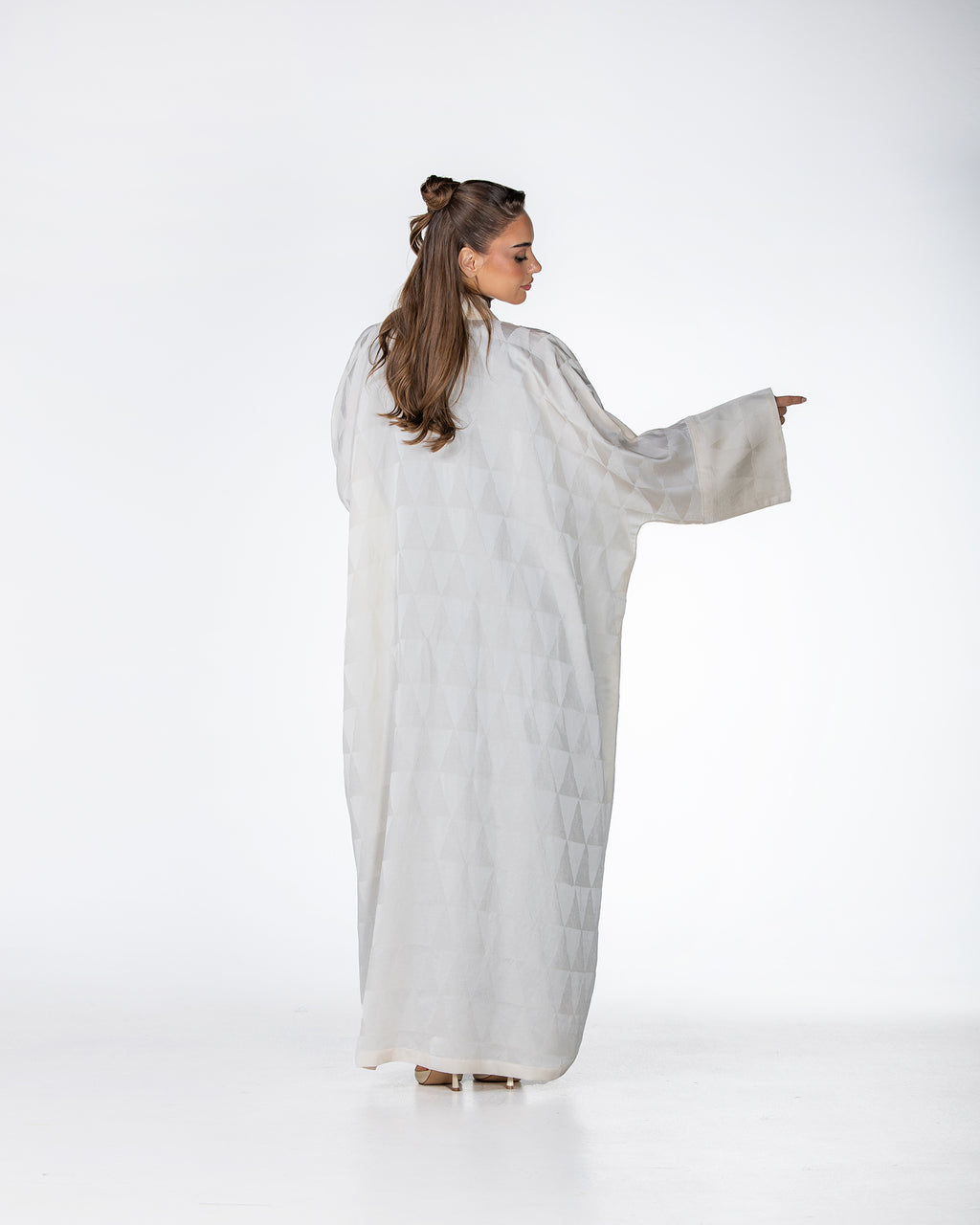Mocha – Geometric Viscose Linen Abaya