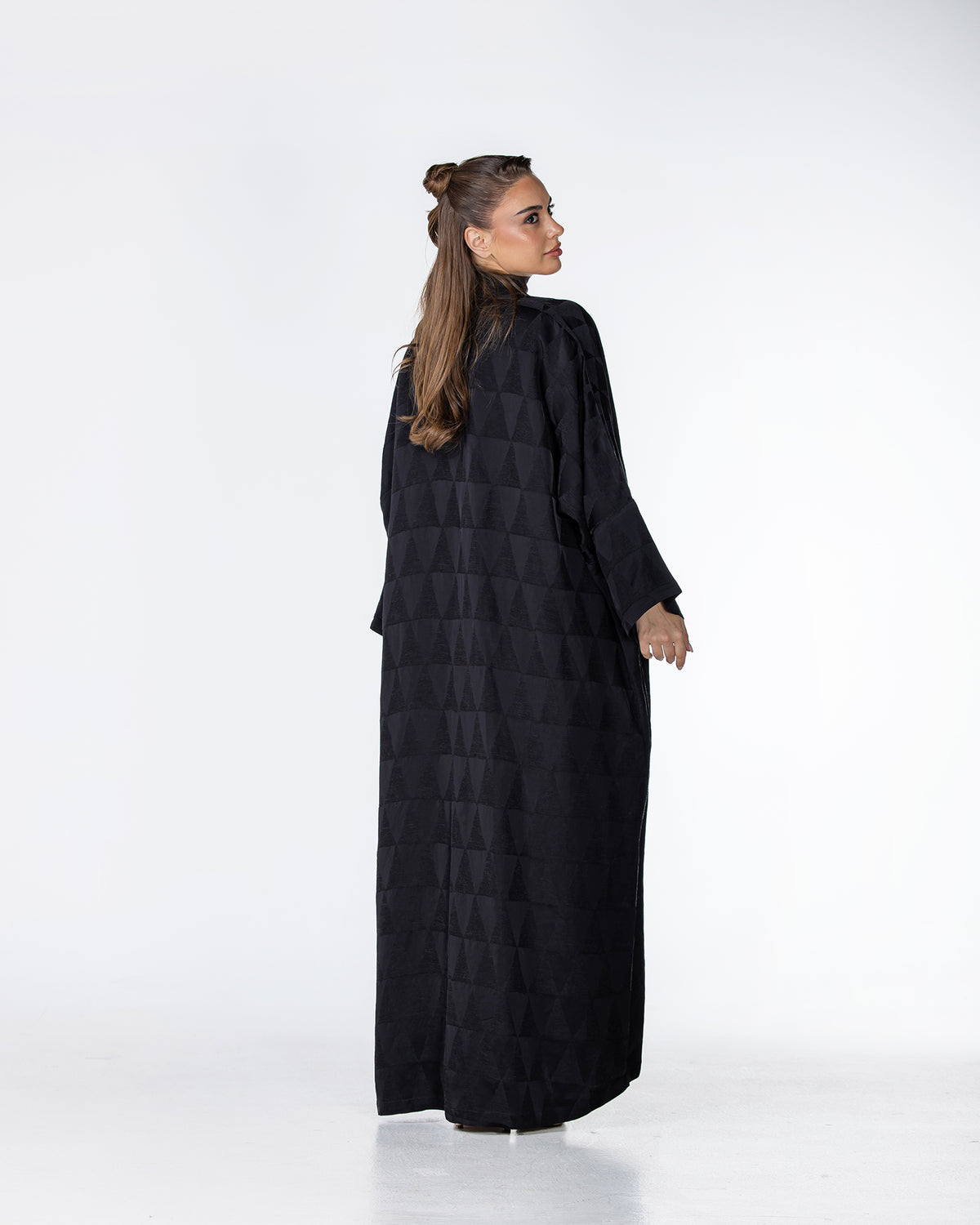 Mocha – Geometric Viscose Linen Abaya