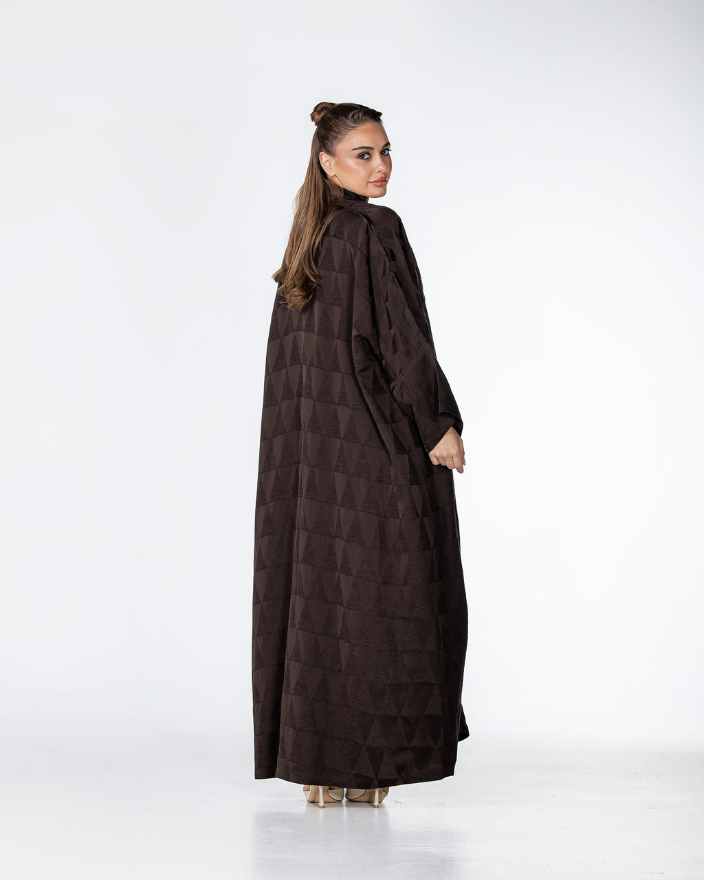 Mocha – Geometric Viscose Linen Abaya