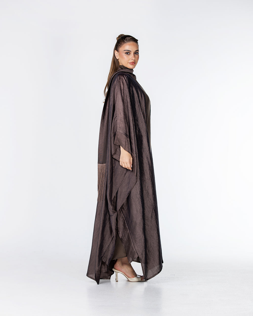 Starlight Lux – Silky Crinkle Bisht Kaftan