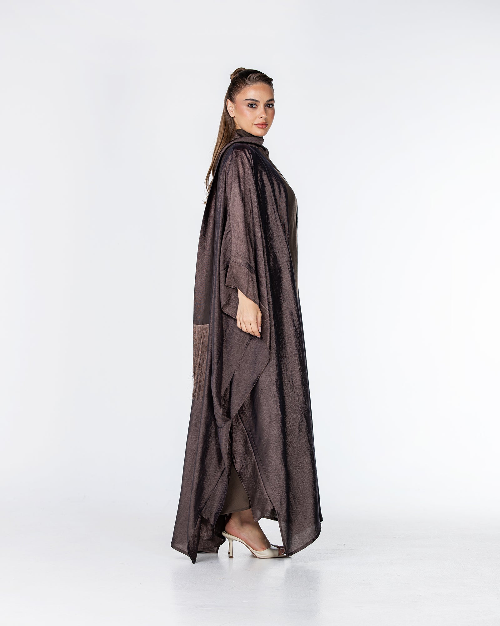 Starlight Lux – Silky Crinkle Bisht Kaftan