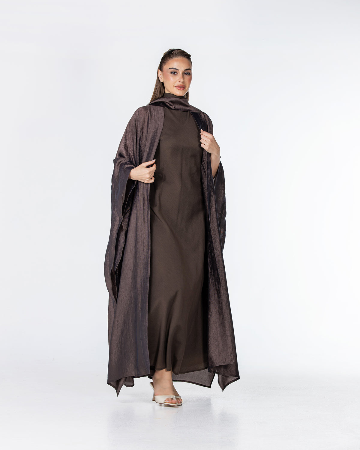 Starlight Lux – Silky Crinkle Bisht Kaftan