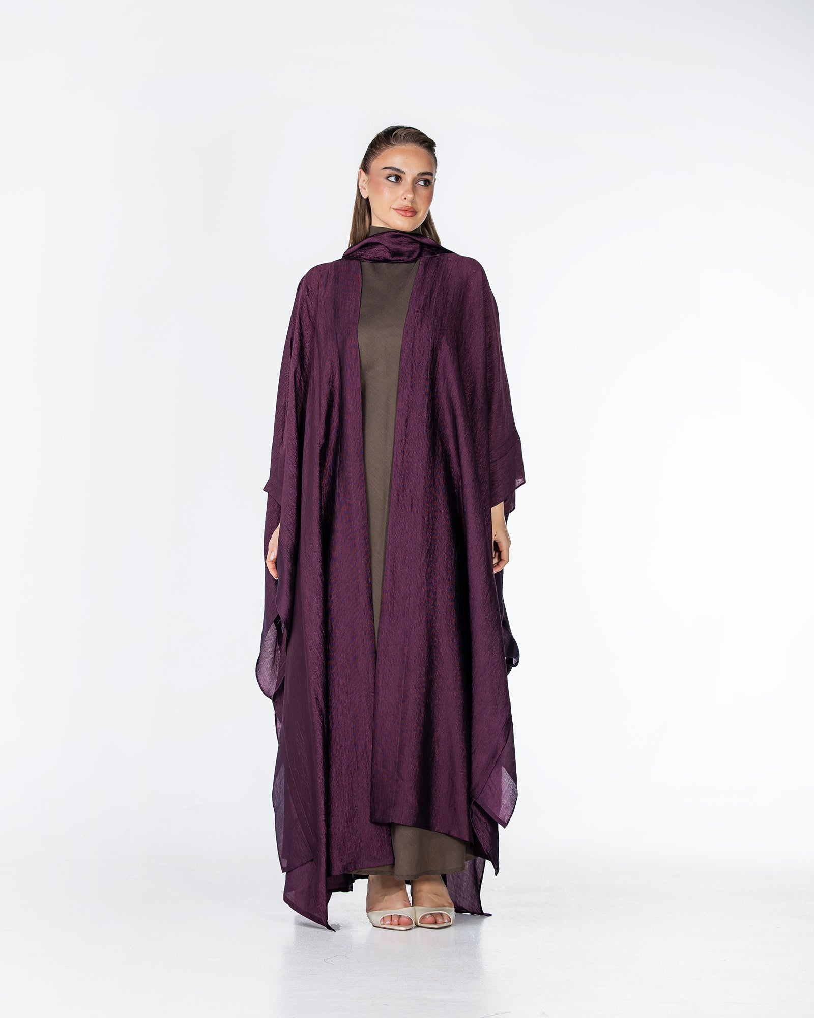 Starlight Lux – Silky Crinkle Bisht Kaftan