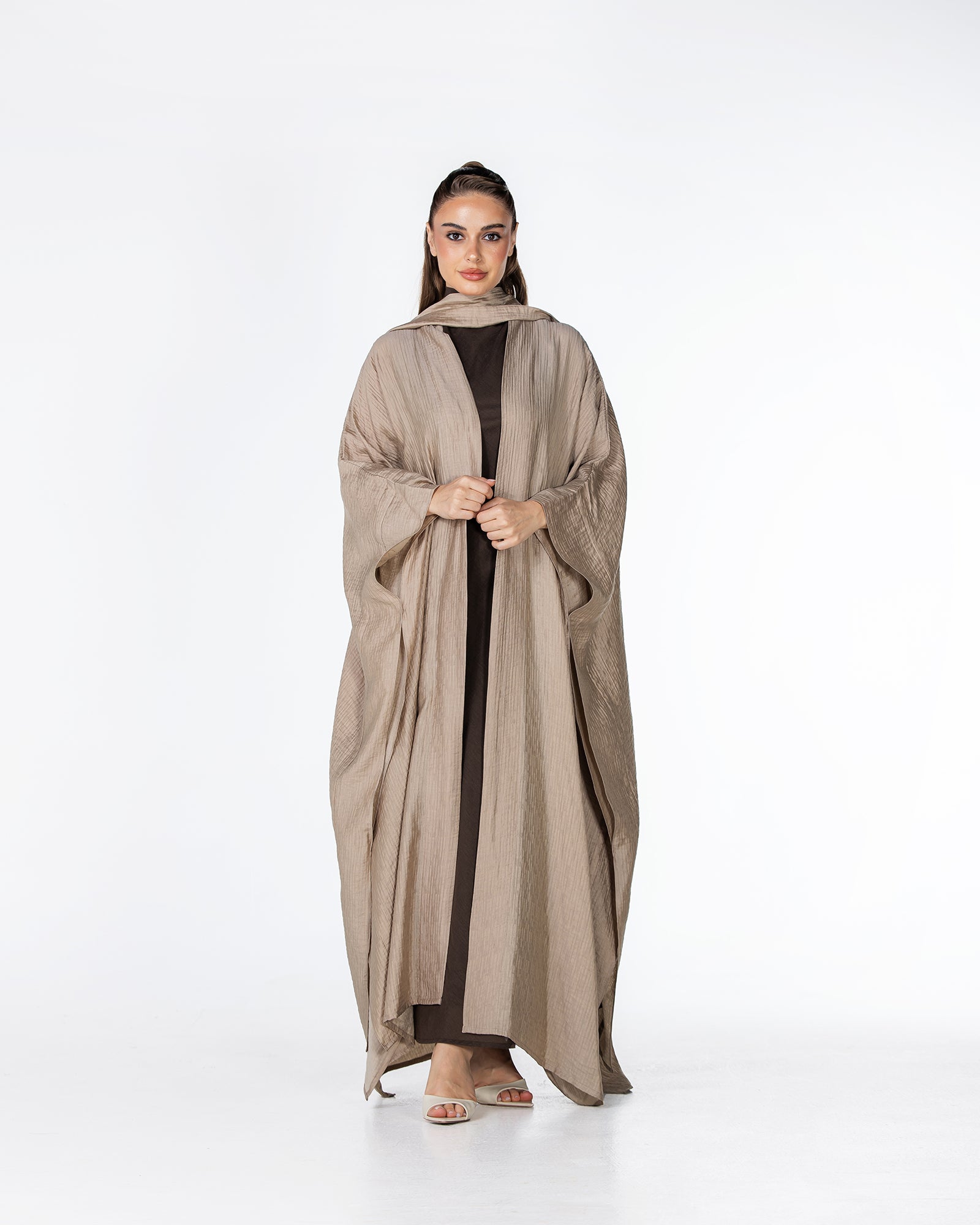 Starlight Lux – Silky Crinkle Bisht Kaftan