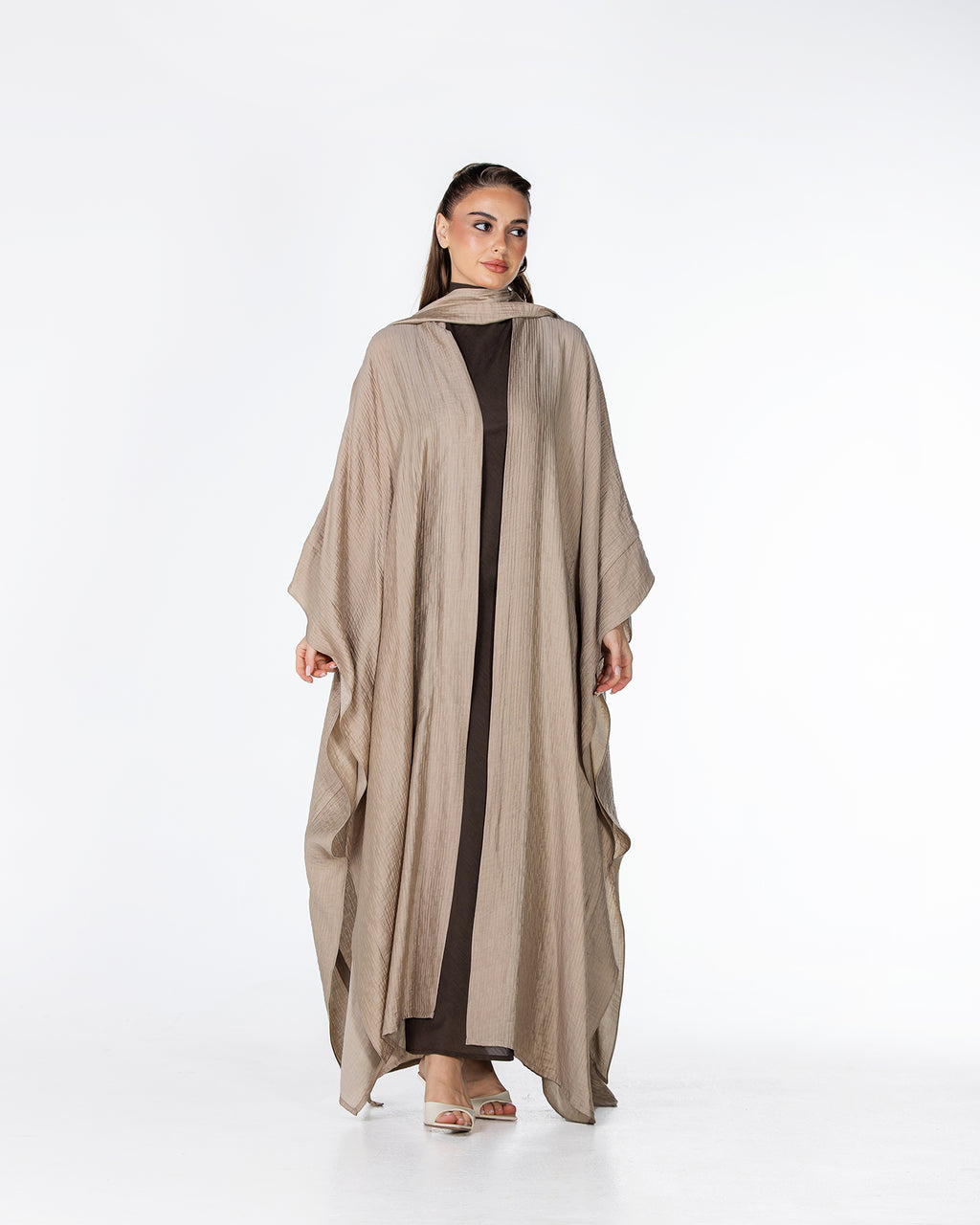 Starlight Lux – Silky Crinkle Bisht Kaftan