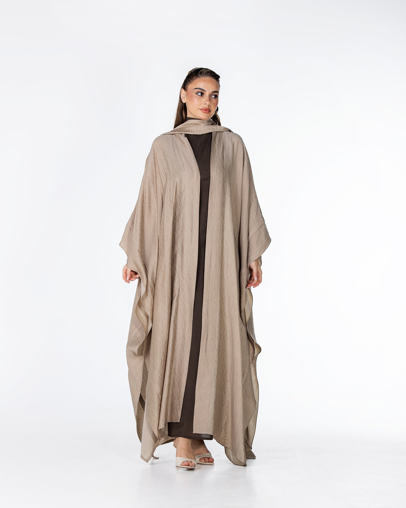 Starlight Lux – Silky Crinkle Bisht Kaftan